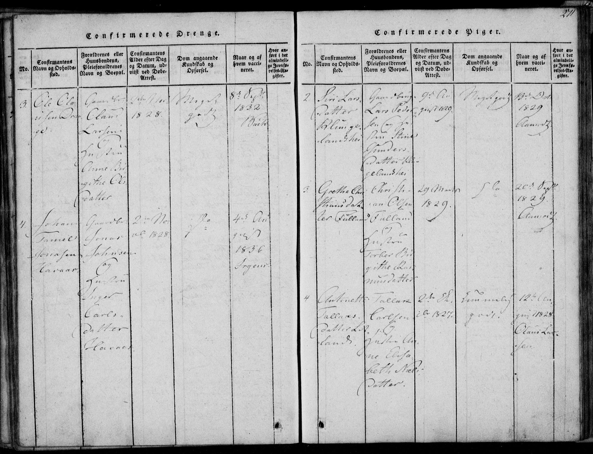 Herad sokneprestkontor, AV/SAK-1111-0018/F/Fa/Faa/L0003: Parish register (official) no. A 3, 1816-1844, p. 271