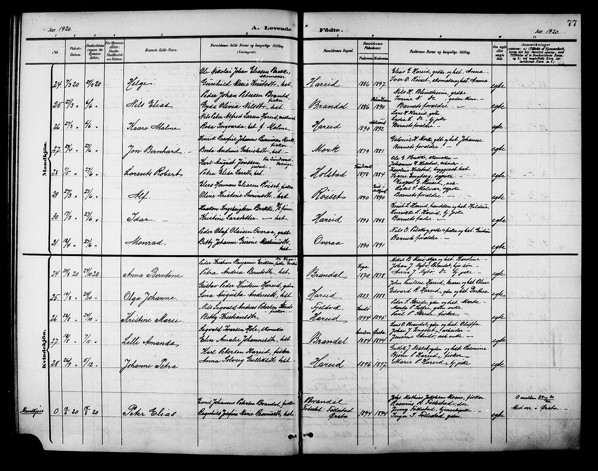 Ministerialprotokoller, klokkerbøker og fødselsregistre - Møre og Romsdal, AV/SAT-A-1454/510/L0126: Parish register (copy) no. 510C03, 1900-1922, p. 77