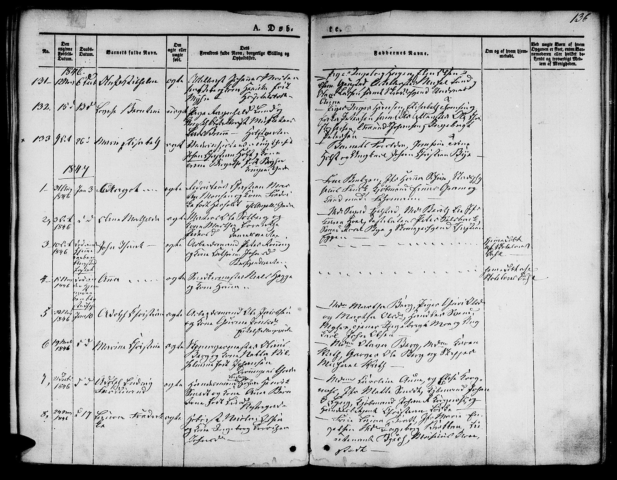 Ministerialprotokoller, klokkerbøker og fødselsregistre - Sør-Trøndelag, SAT/A-1456/601/L0048: Parish register (official) no. 601A16, 1840-1847, p. 136