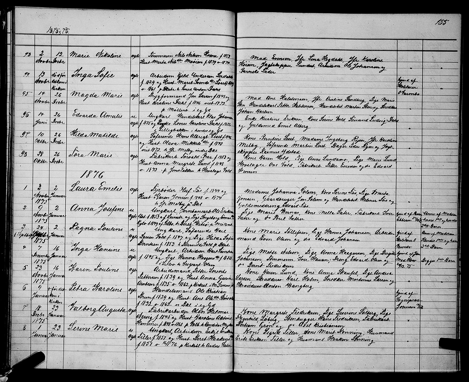 Ministerialprotokoller, klokkerbøker og fødselsregistre - Sør-Trøndelag, SAT/A-1456/604/L0220: Parish register (copy) no. 604C03, 1870-1885, p. 155