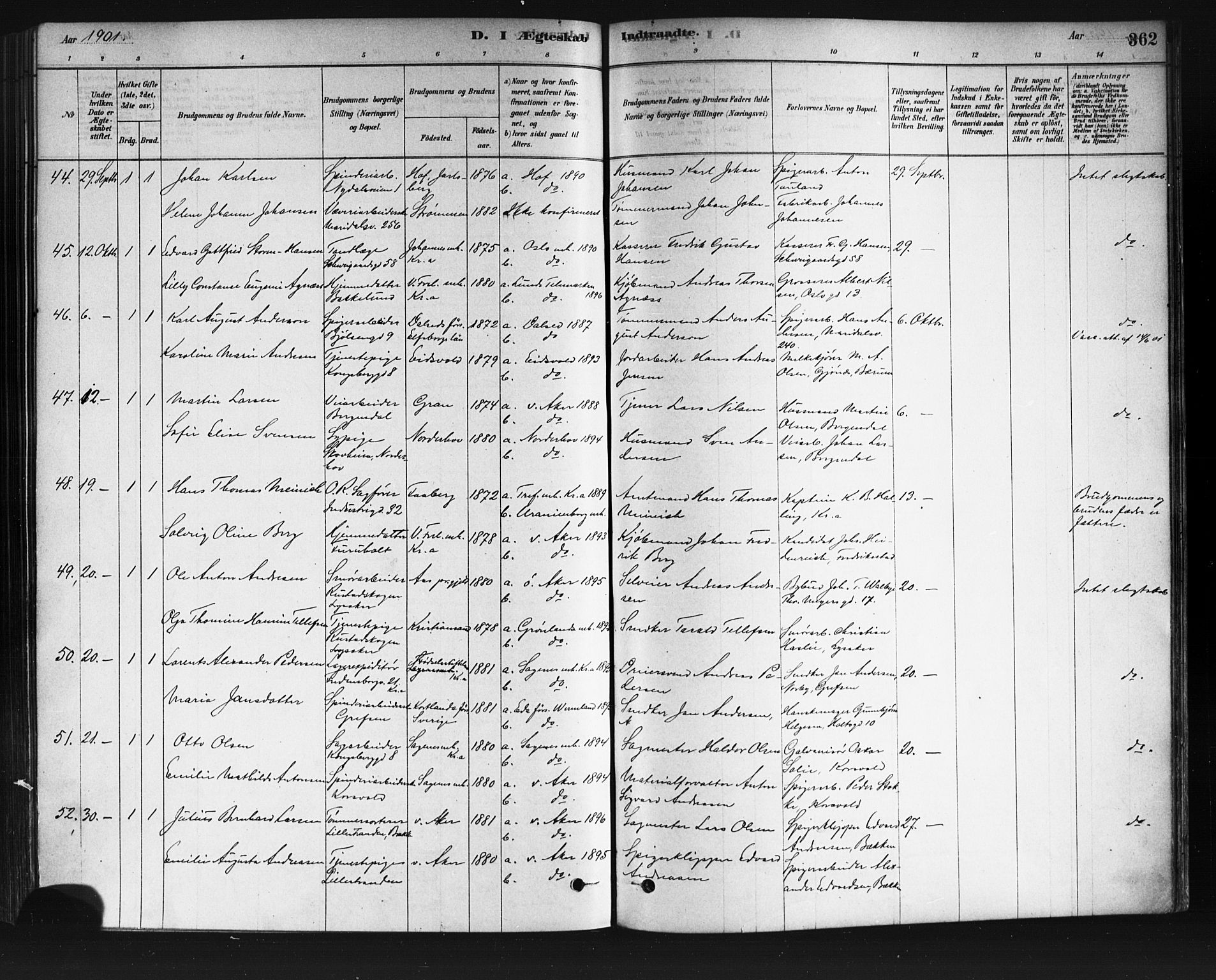 Vestre Aker prestekontor Kirkebøker, AV/SAO-A-10025/F/Fa/L0008: Parish register (official) no. 8, 1878-1903, p. 362