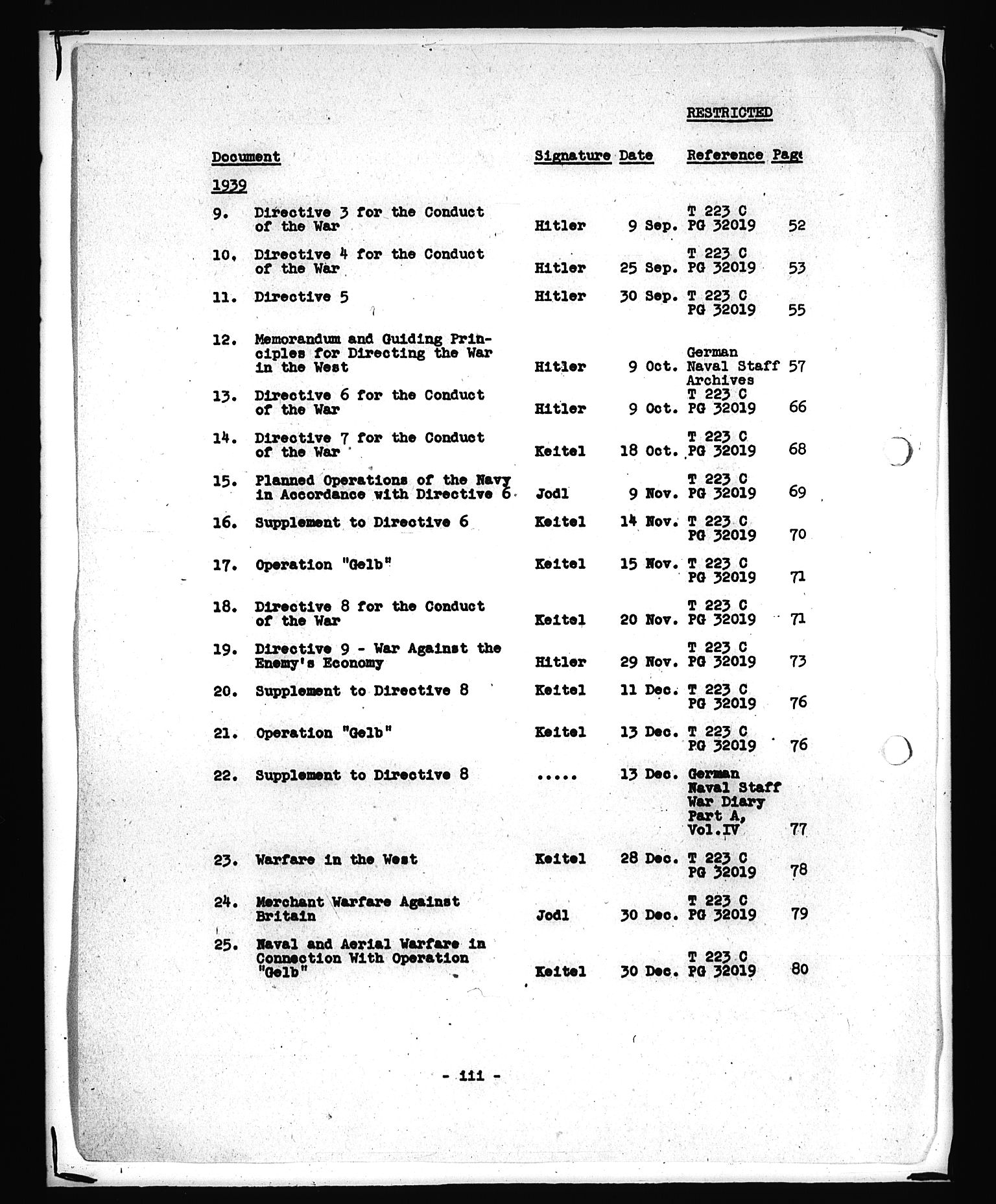 Documents Section, AV/RA-RAFA-2200/V/L0089: Amerikansk mikrofilm "Captured German Documents".
Box No. 728.  FKA jnr. 569/1954., 1939-1945, p. 6