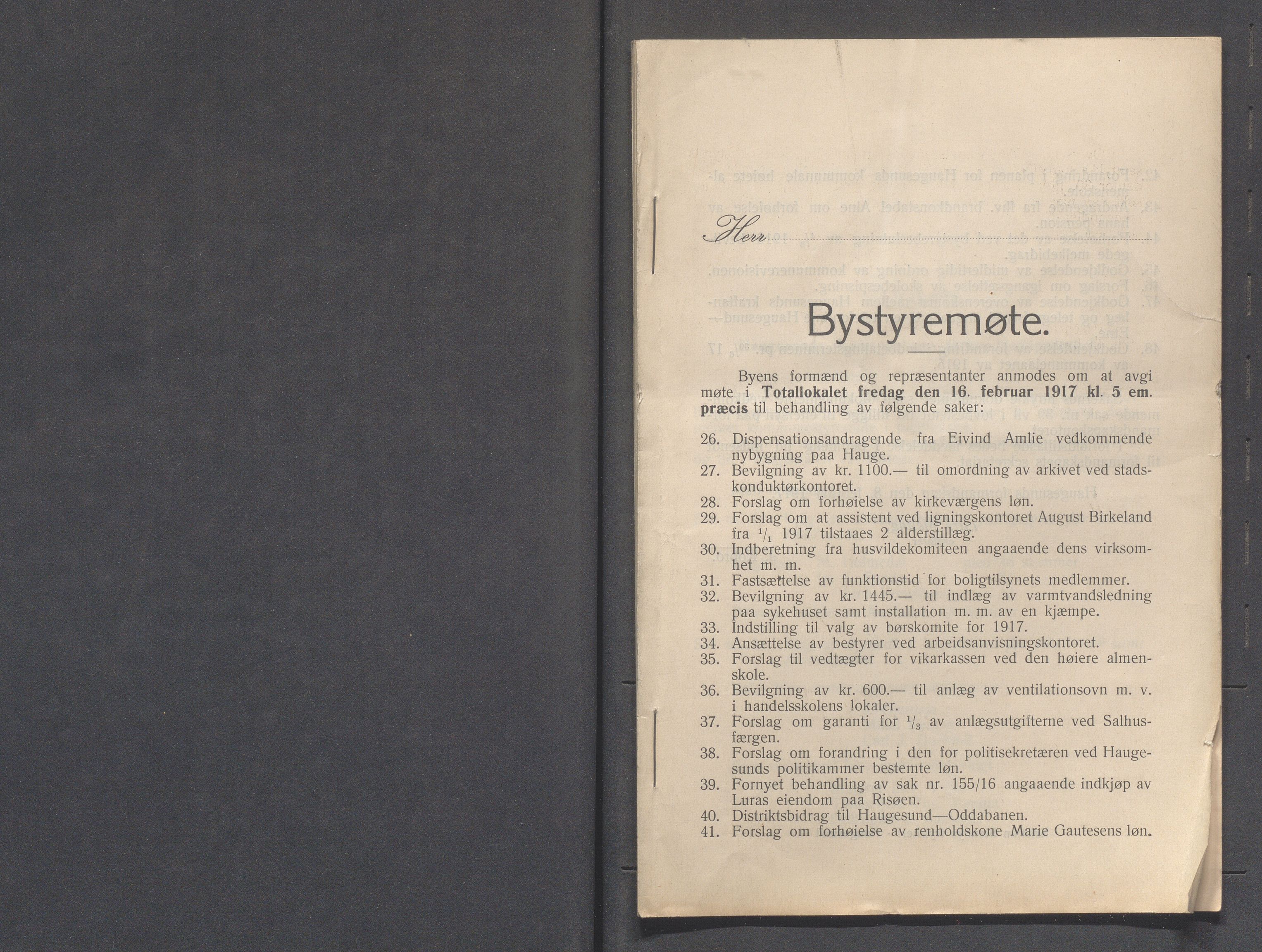 Haugesund kommune - Formannskapet og Bystyret, IKAR/A-740/A/Abb/L0002: Bystyreforhandlinger, 1908-1917, p. 582