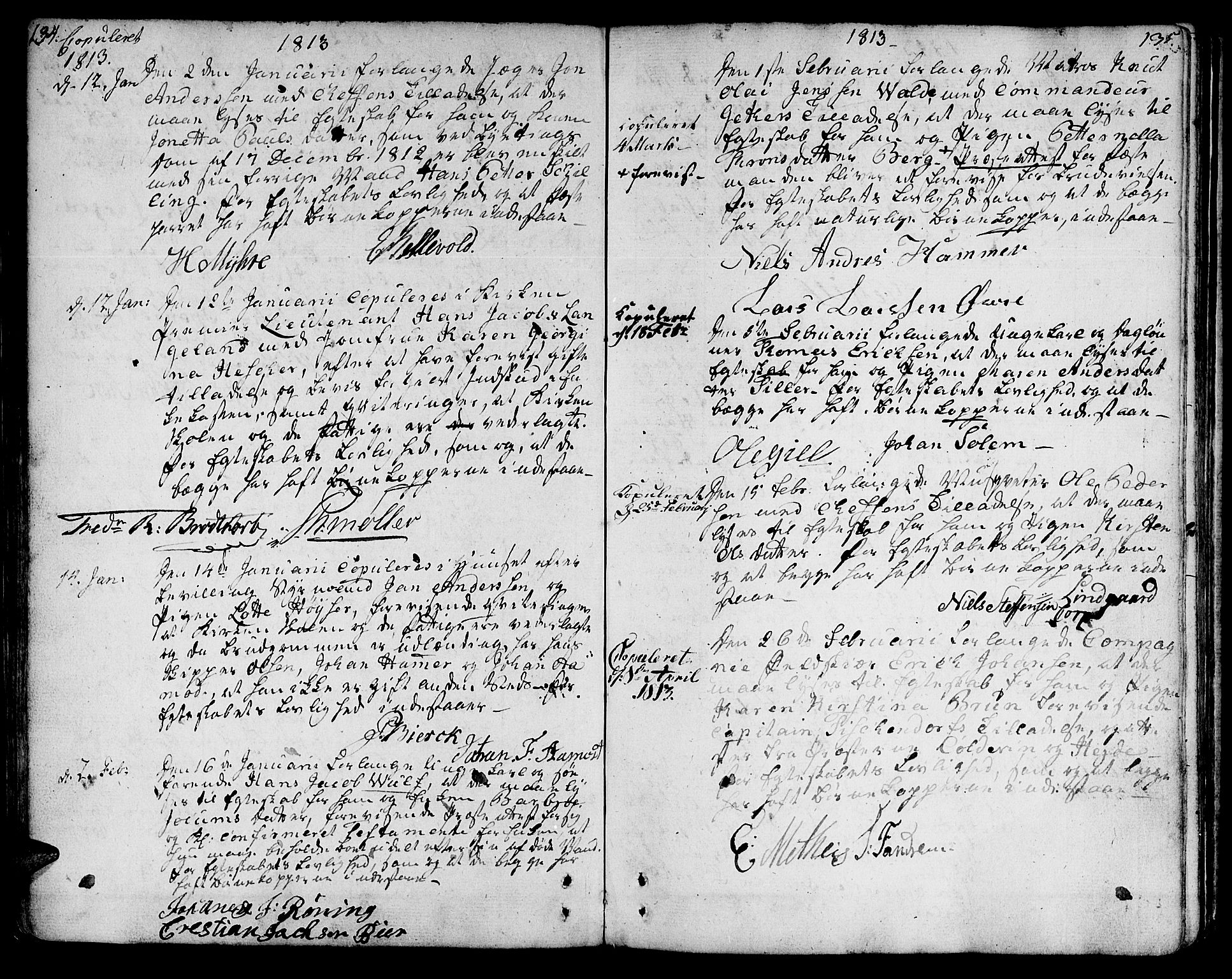 Ministerialprotokoller, klokkerbøker og fødselsregistre - Sør-Trøndelag, SAT/A-1456/601/L0042: Parish register (official) no. 601A10, 1802-1830, p. 134-135
