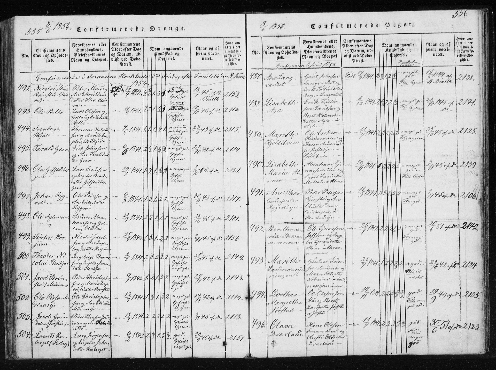 Ministerialprotokoller, klokkerbøker og fødselsregistre - Nord-Trøndelag, AV/SAT-A-1458/749/L0469: Parish register (official) no. 749A03, 1817-1857, p. 555-556