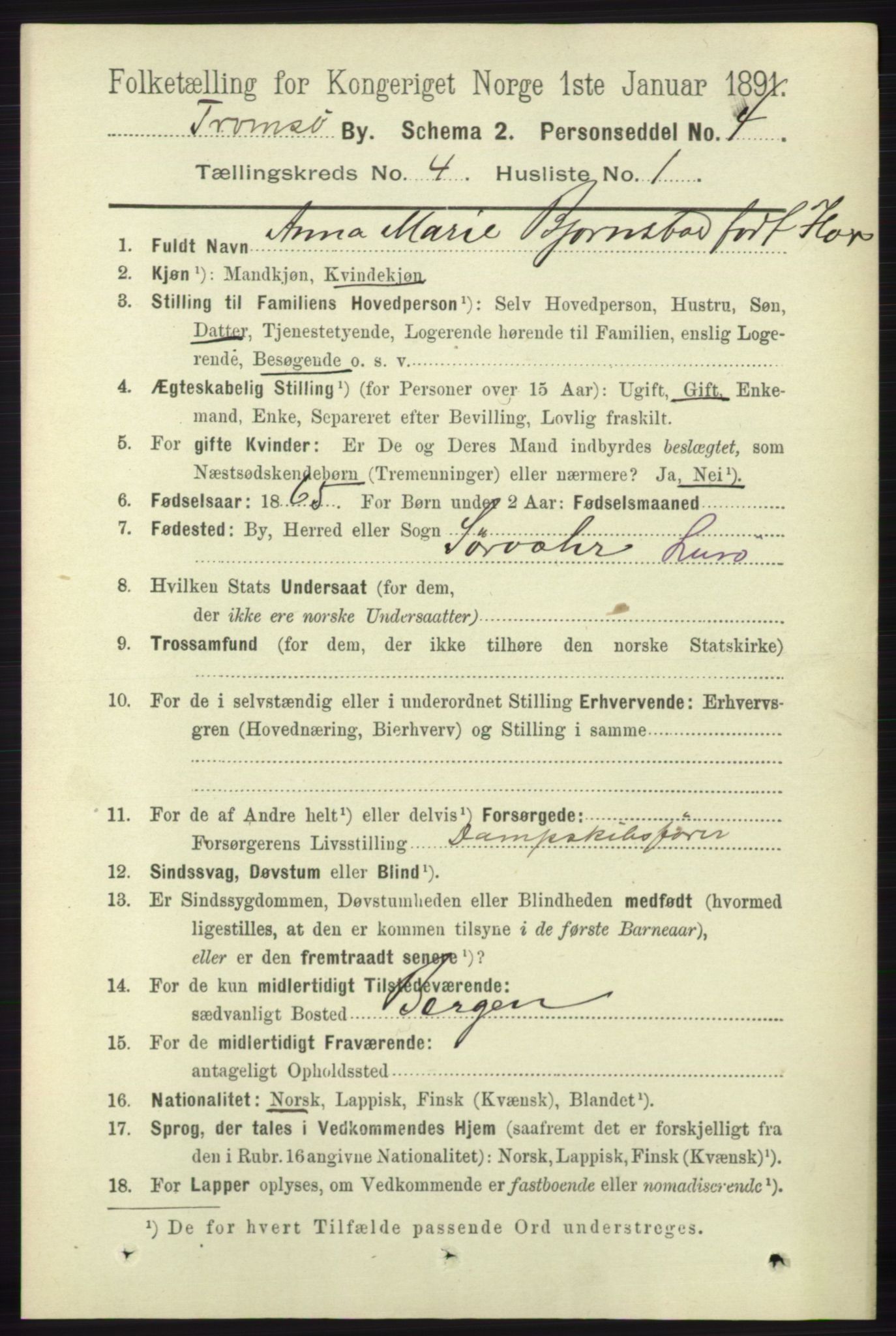 RA, 1891 census for 1902 Tromsø, 1891, p. 4089