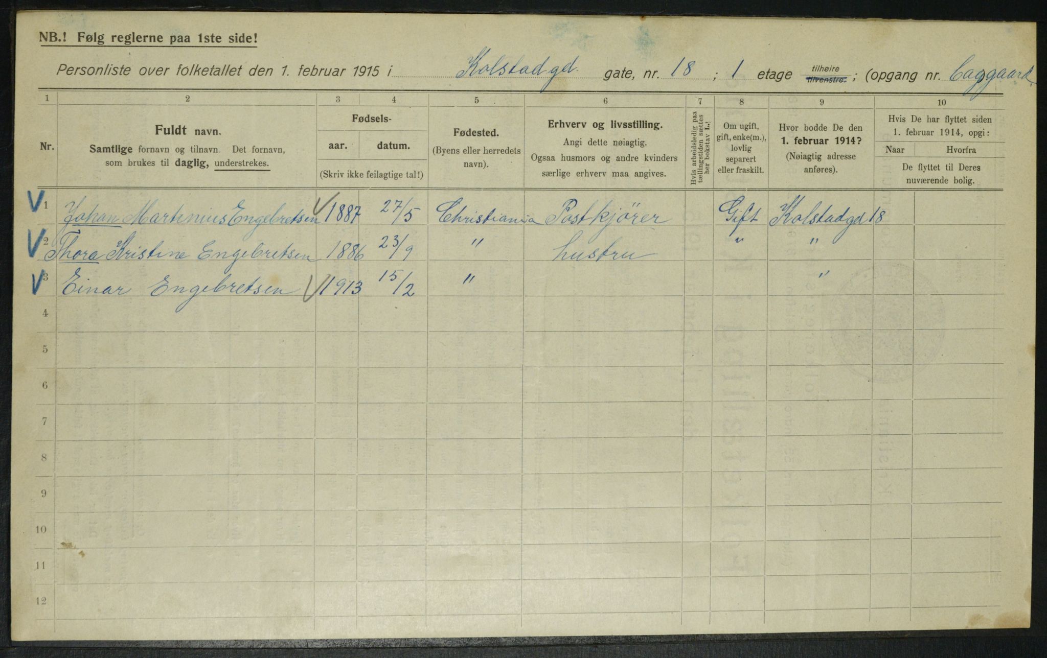 OBA, Municipal Census 1915 for Kristiania, 1915, p. 51961