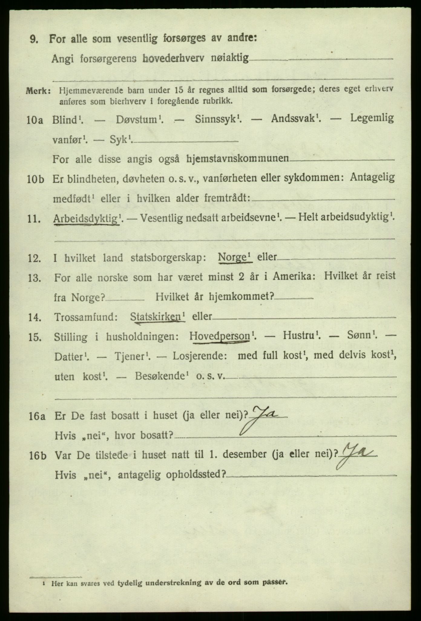 SAB, 1920 census for Hyllestad, 1920, p. 1389