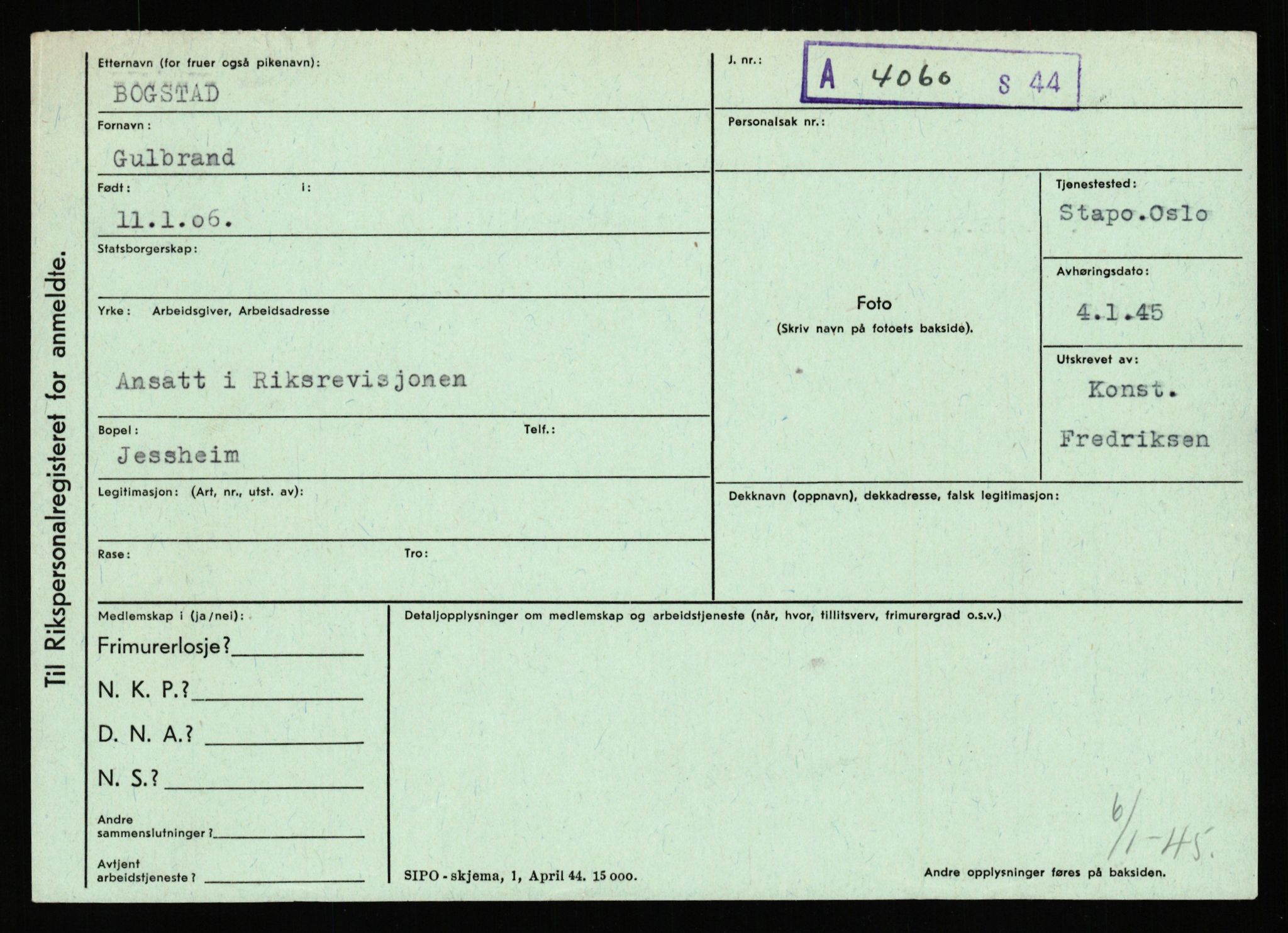 Statspolitiet - Hovedkontoret / Osloavdelingen, AV/RA-S-1329/C/Ca/L0002: Arneberg - Brand, 1943-1945, p. 4429