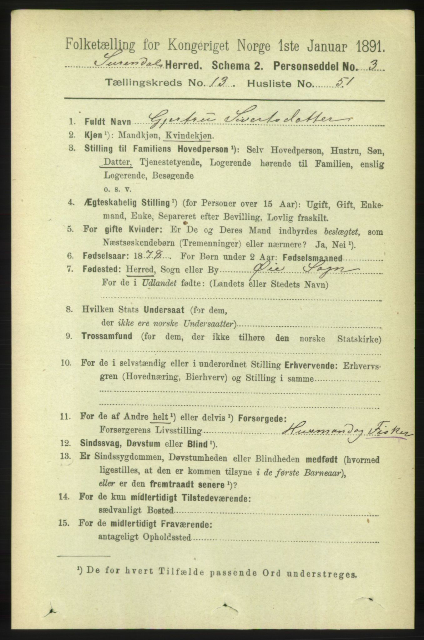 RA, 1891 census for 1566 Surnadal, 1891, p. 3455