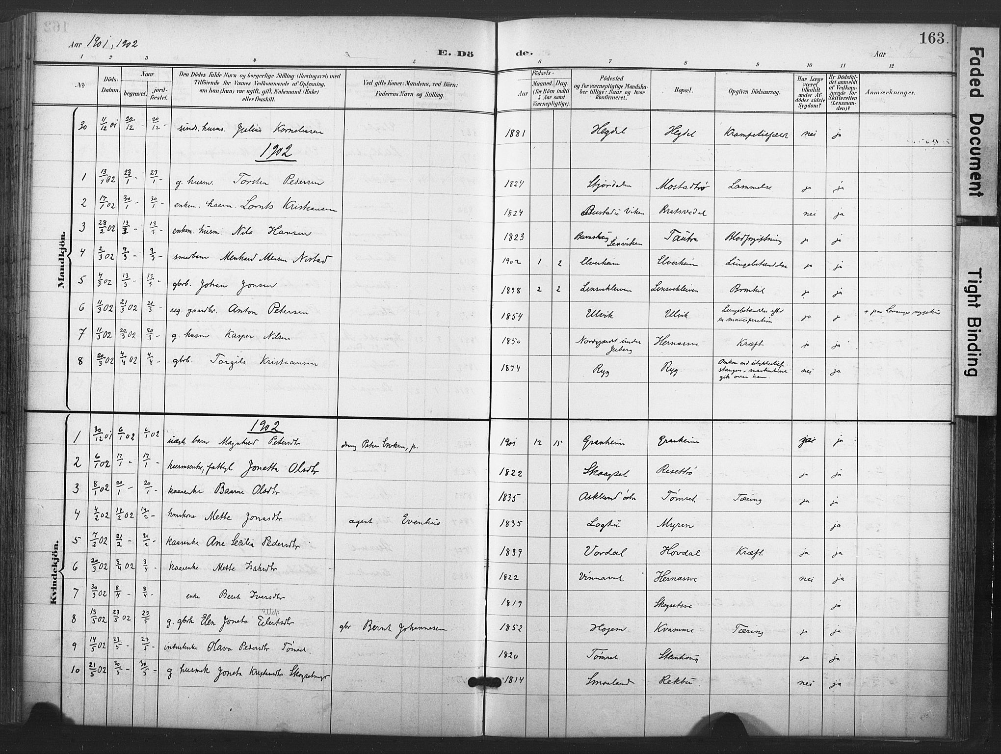 Ministerialprotokoller, klokkerbøker og fødselsregistre - Nord-Trøndelag, SAT/A-1458/713/L0122: Parish register (official) no. 713A11, 1899-1910, p. 163