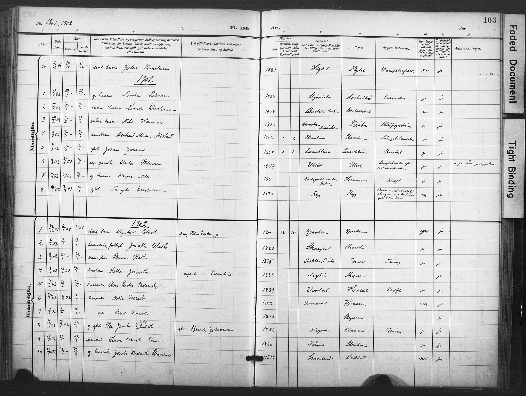 Ministerialprotokoller, klokkerbøker og fødselsregistre - Nord-Trøndelag, AV/SAT-A-1458/713/L0122: Parish register (official) no. 713A11, 1899-1910, p. 163