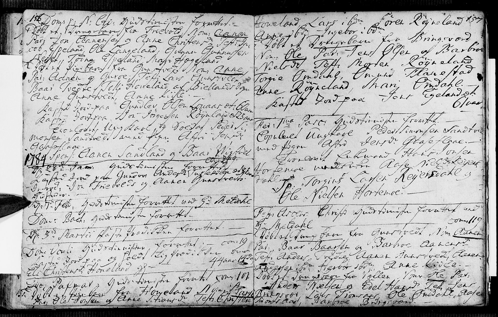 Vennesla sokneprestkontor, SAK/1111-0045/Fa/Faa/L0001: Parish register (official) no. A 1, 1753-1785, p. 156-157