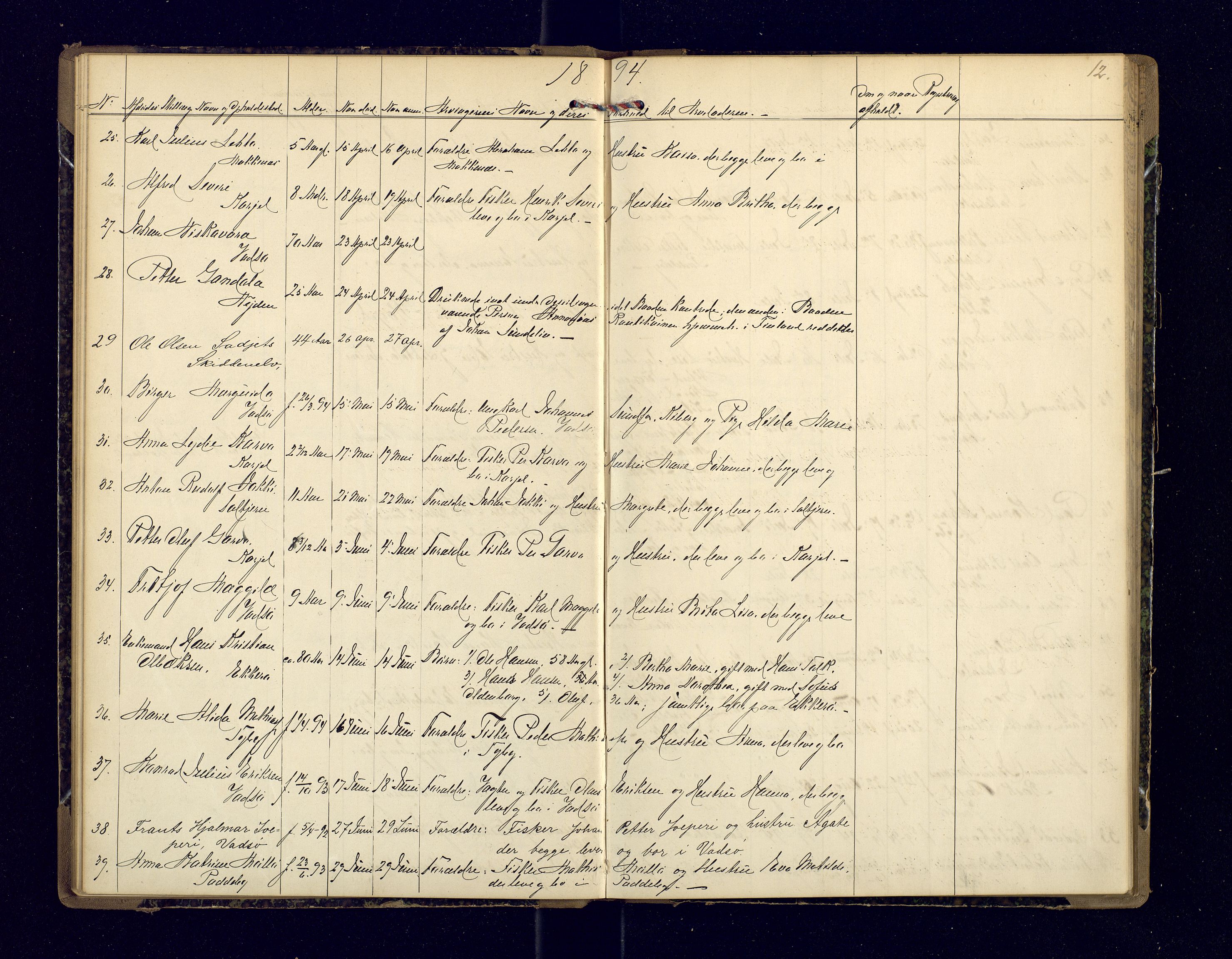 Nord-Varanger (Vadsø) lensmannskontor, AV/SATØ-S-1166/1/Fi/Fia/L0157: Dødsfallsprotokoller, 1892-1908