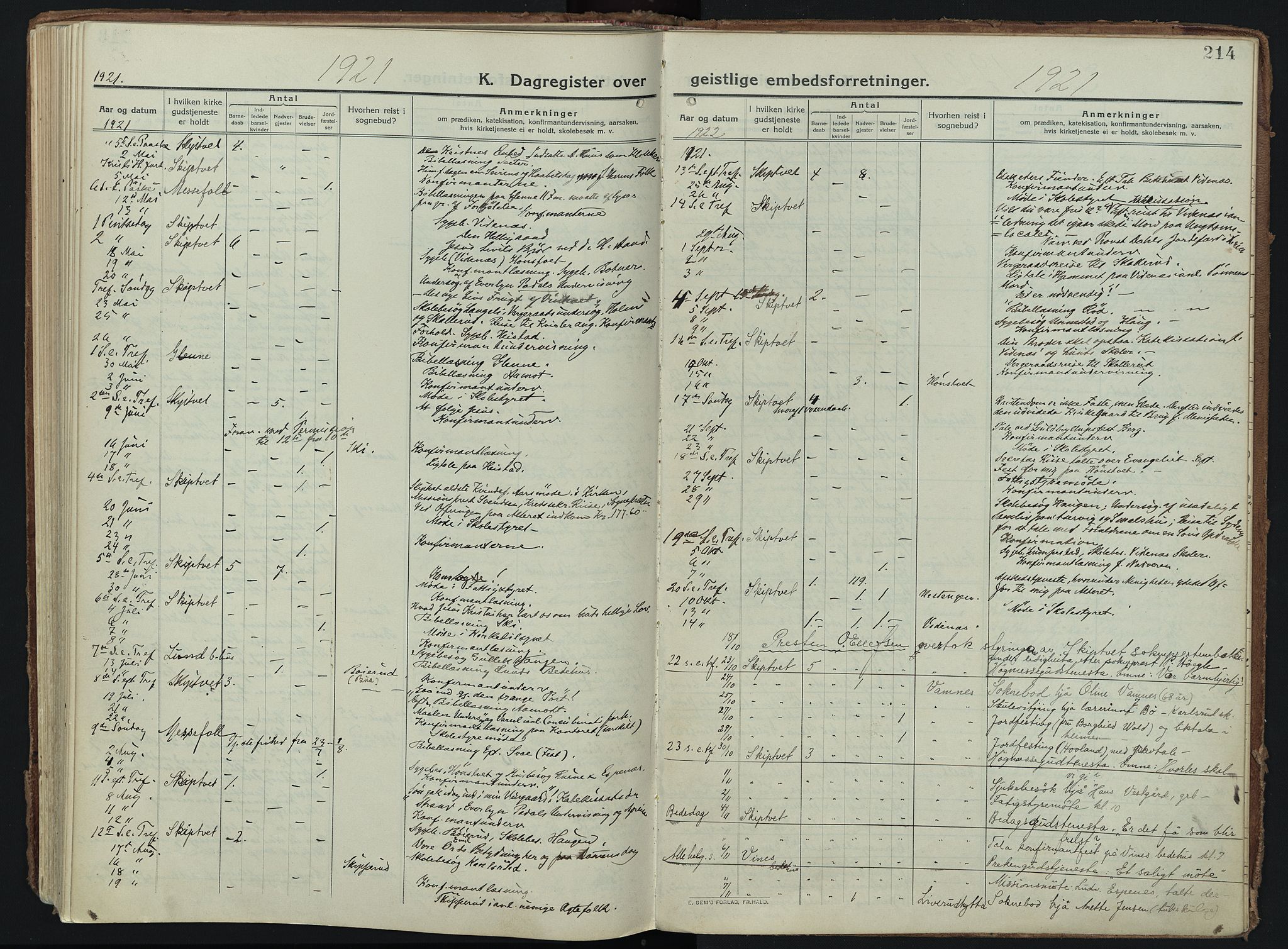 Skiptvet prestekontor Kirkebøker, SAO/A-20009/F/Fa/L0012: Parish register (official) no. 12, 1913-1924, p. 214