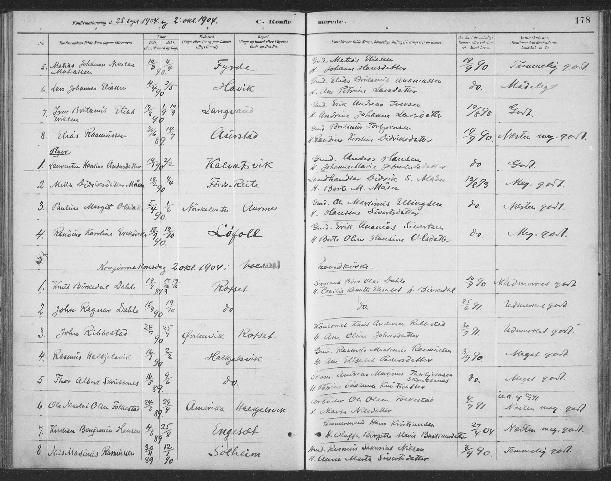 Ministerialprotokoller, klokkerbøker og fødselsregistre - Møre og Romsdal, AV/SAT-A-1454/511/L0142: Parish register (official) no. 511A09, 1891-1905, p. 178