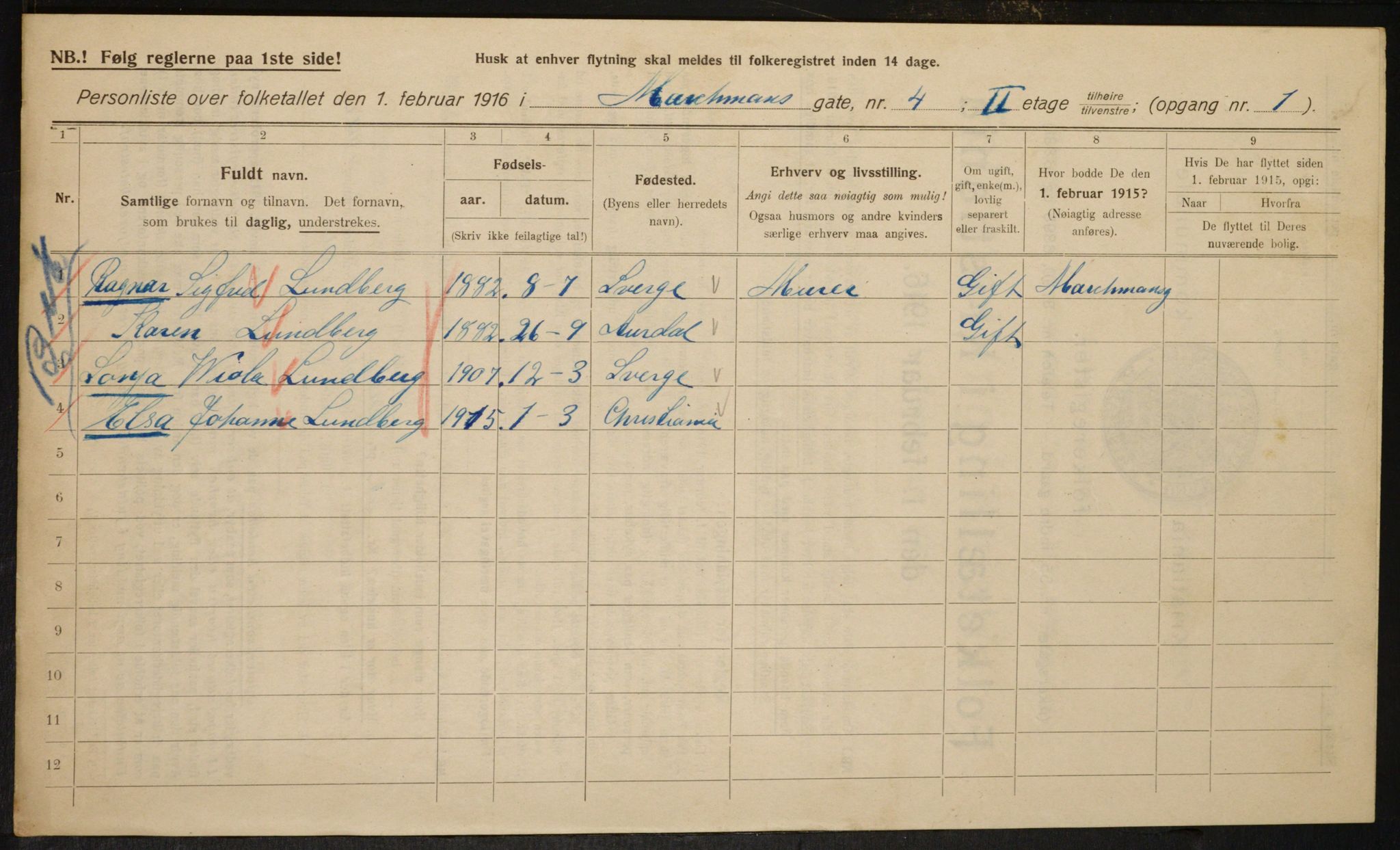 OBA, Municipal Census 1916 for Kristiania, 1916, p. 66492