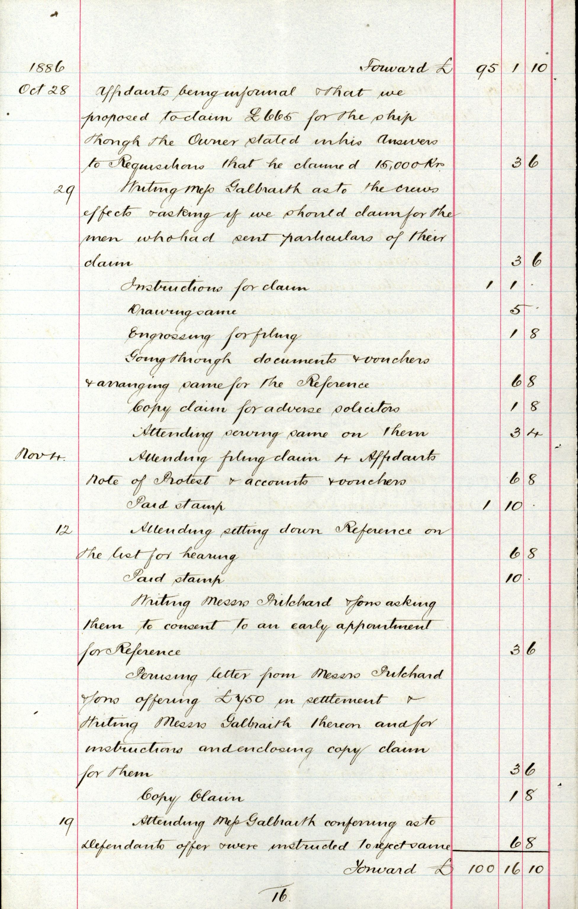 Pa 63 - Østlandske skibsassuranceforening, VEMU/A-1079/G/Ga/L0019/0009: Havaridokumenter / Føyenland, Glengairn, Granfos, Seagull, 1886, p. 79