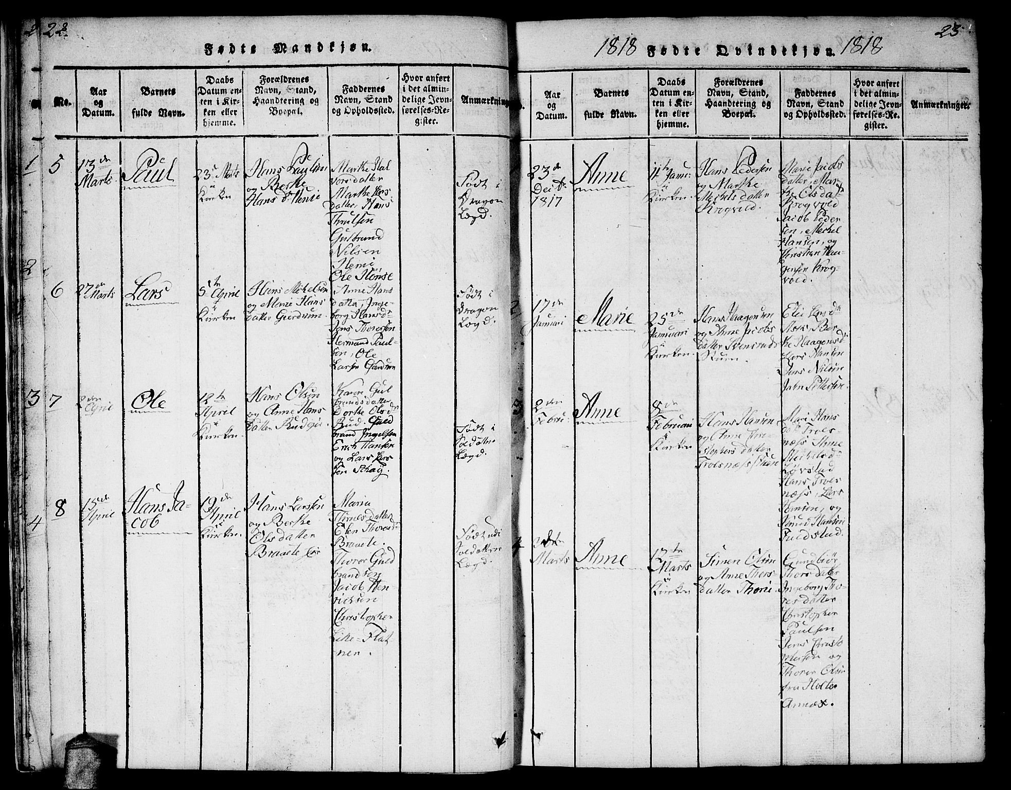 Gjerdrum prestekontor Kirkebøker, SAO/A-10412b/F/Fa/L0004: Parish register (official) no. I 4, 1816-1836, p. 22-23