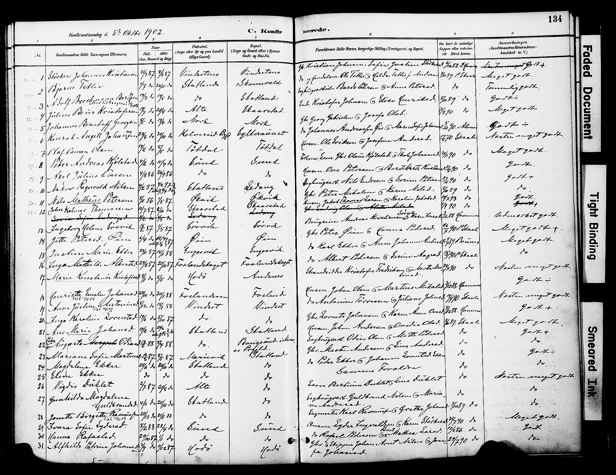 Ministerialprotokoller, klokkerbøker og fødselsregistre - Nord-Trøndelag, SAT/A-1458/774/L0628: Parish register (official) no. 774A02, 1887-1903, p. 134