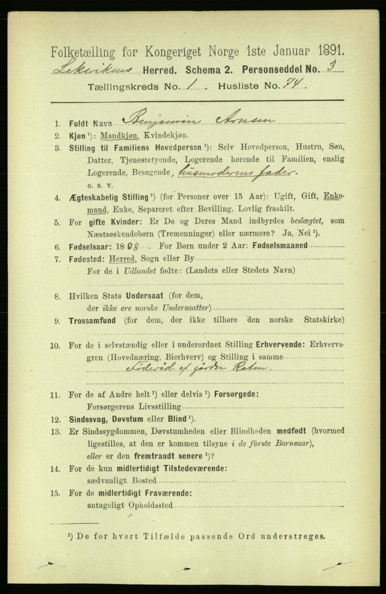 RA, 1891 census for 1718 Leksvik, 1891, p. 565