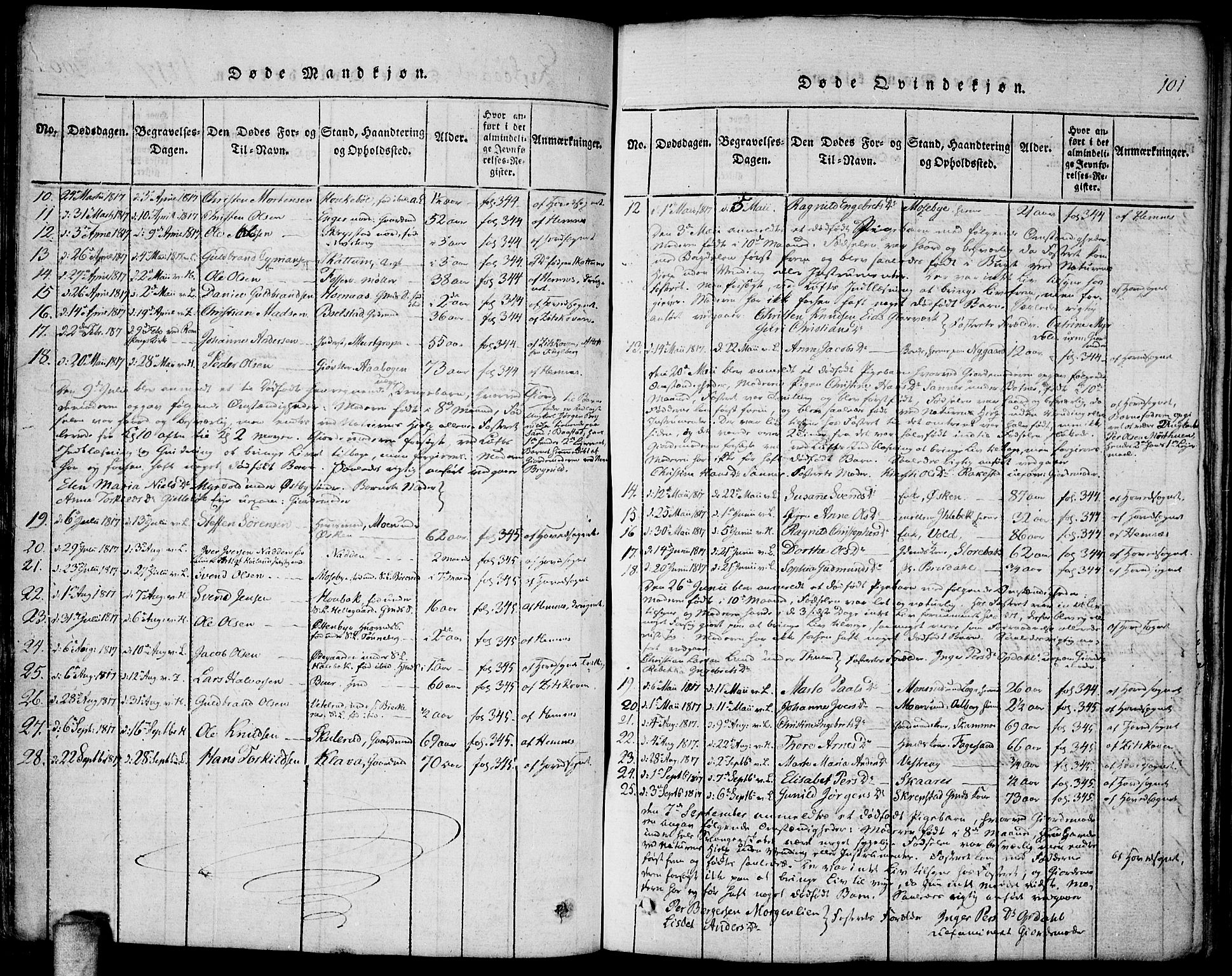 Høland prestekontor Kirkebøker, AV/SAO-A-10346a/F/Fa/L0007: Parish register (official) no. I 7, 1814-1827, p. 101