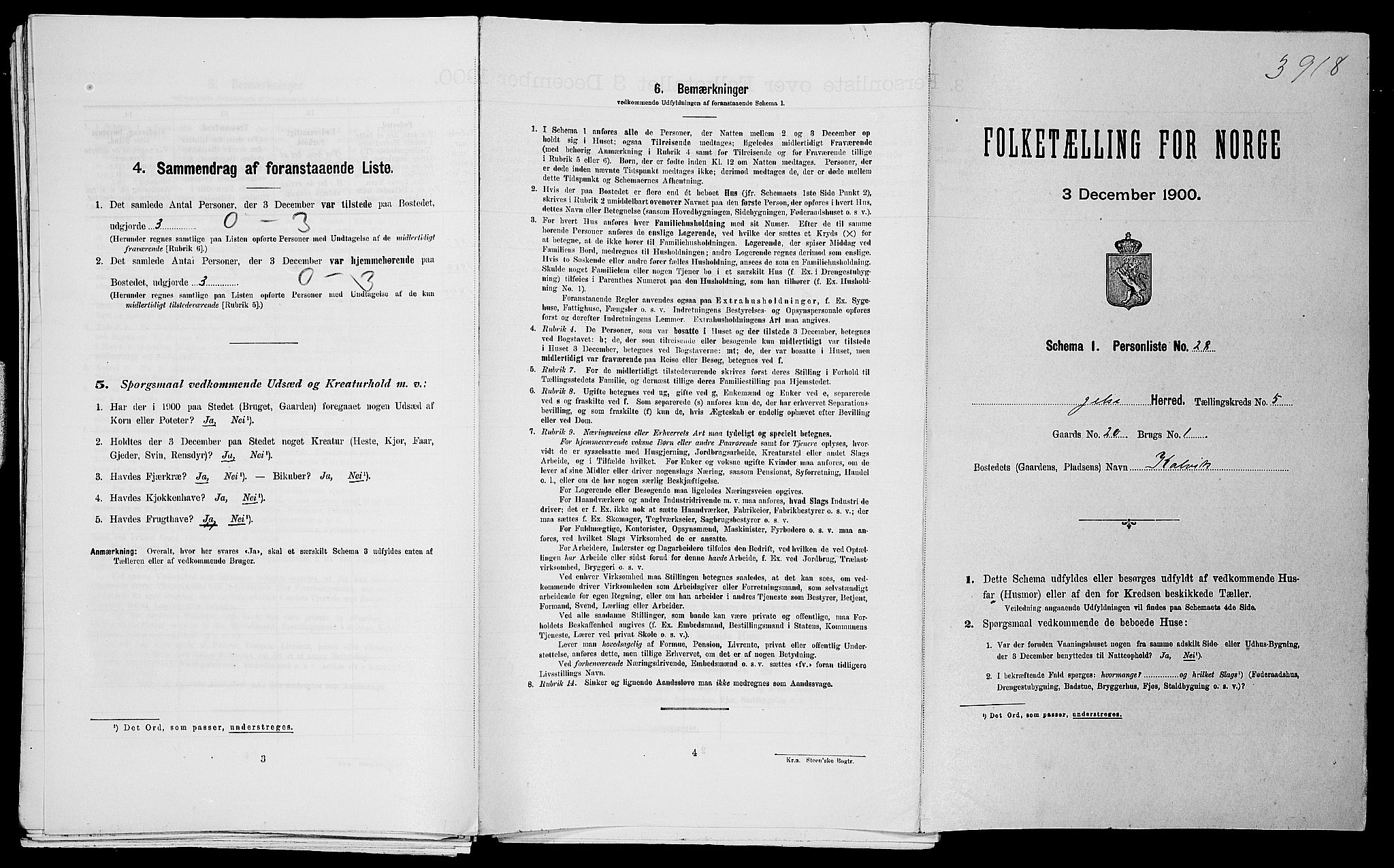 SAST, 1900 census for Jelsa, 1900, p. 381