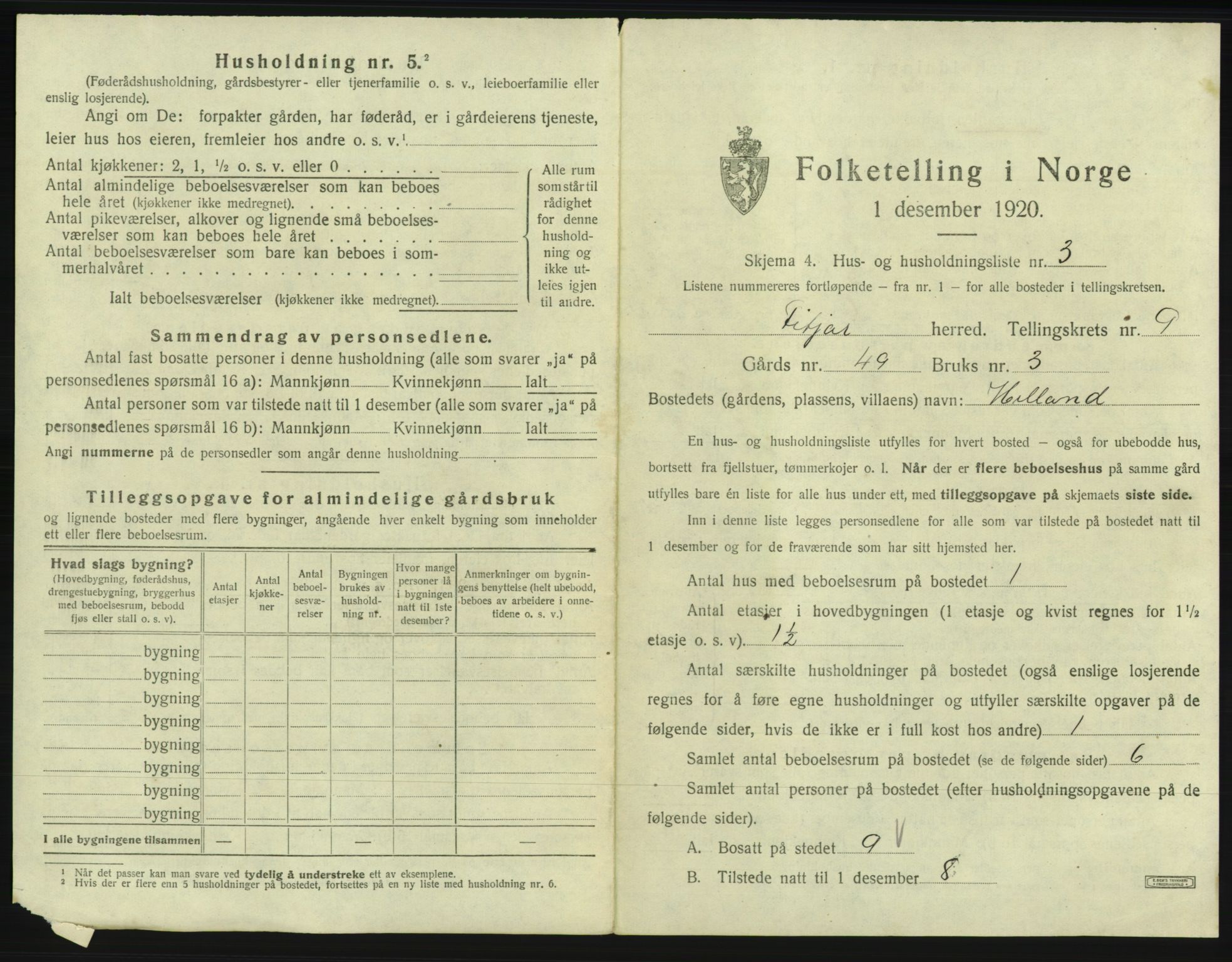 SAB, 1920 census for Fitjar, 1920, p. 510