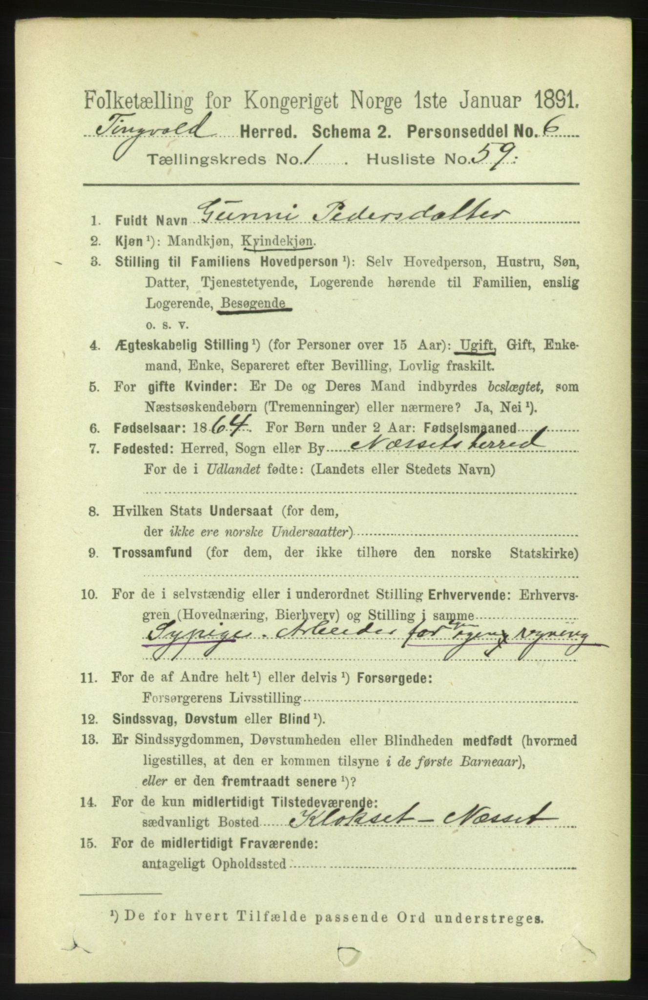 RA, 1891 census for 1560 Tingvoll, 1891, p. 510