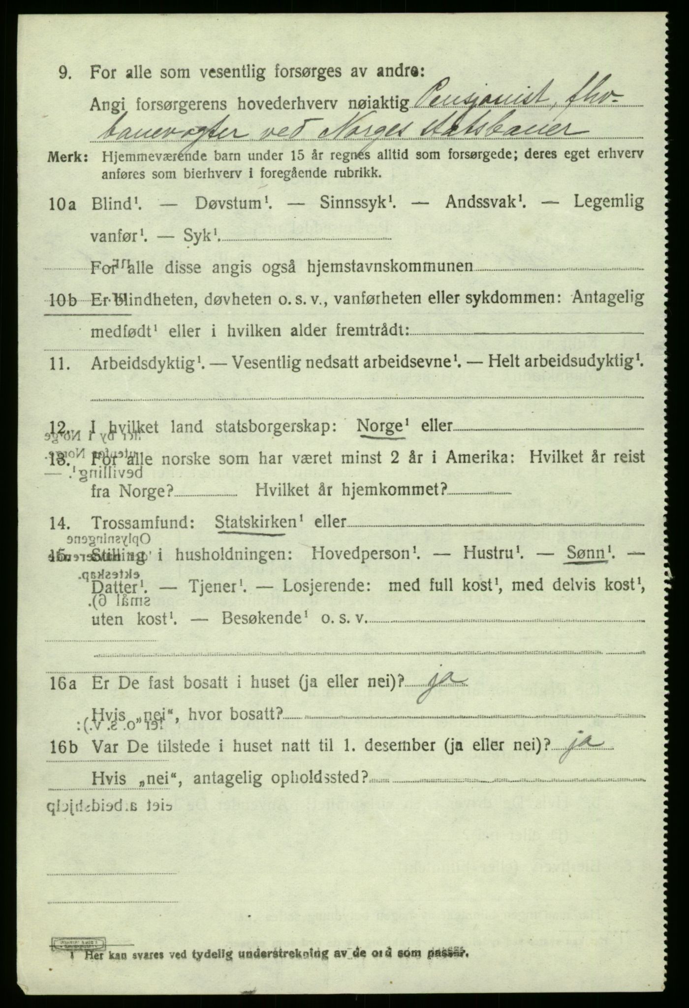 SAB, 1920 census for Bruvik, 1920, p. 5019