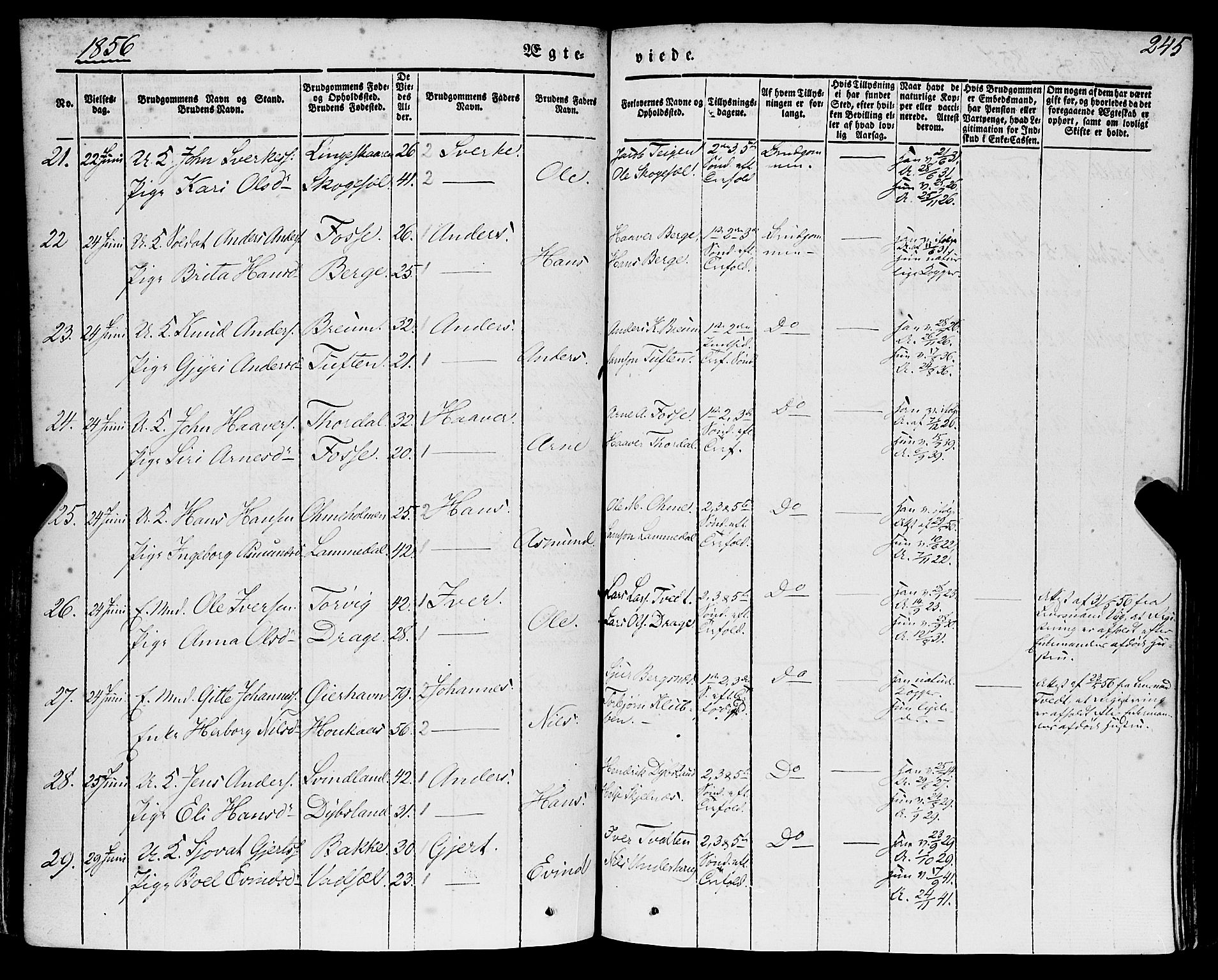 Strandebarm sokneprestembete, AV/SAB-A-78401/H/Haa: Parish register (official) no. A 7, 1844-1872, p. 245