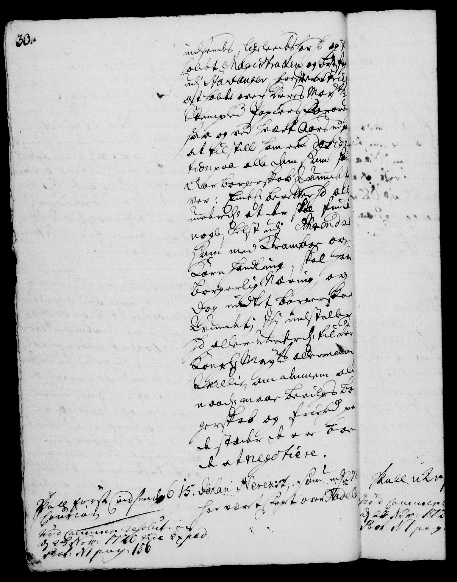 Rentekammeret, Kammerkanselliet, RA/EA-3111/G/Gh/Gha/L0003: Norsk ekstraktmemorialprotokoll, sak. 600-765 (merket RK 53.48), 1720-1721, p. 30