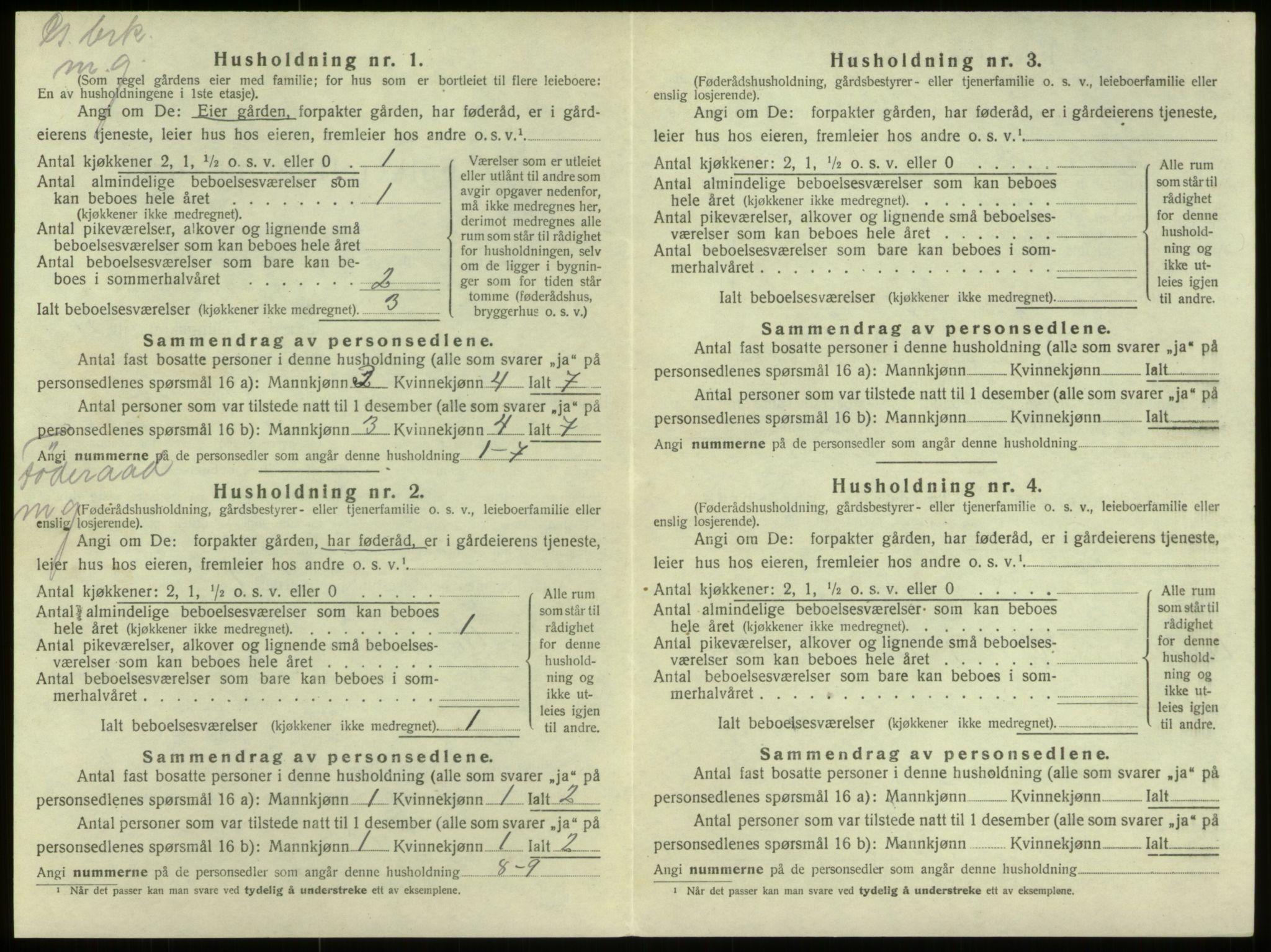 SAB, 1920 census for Selje, 1920, p. 1068