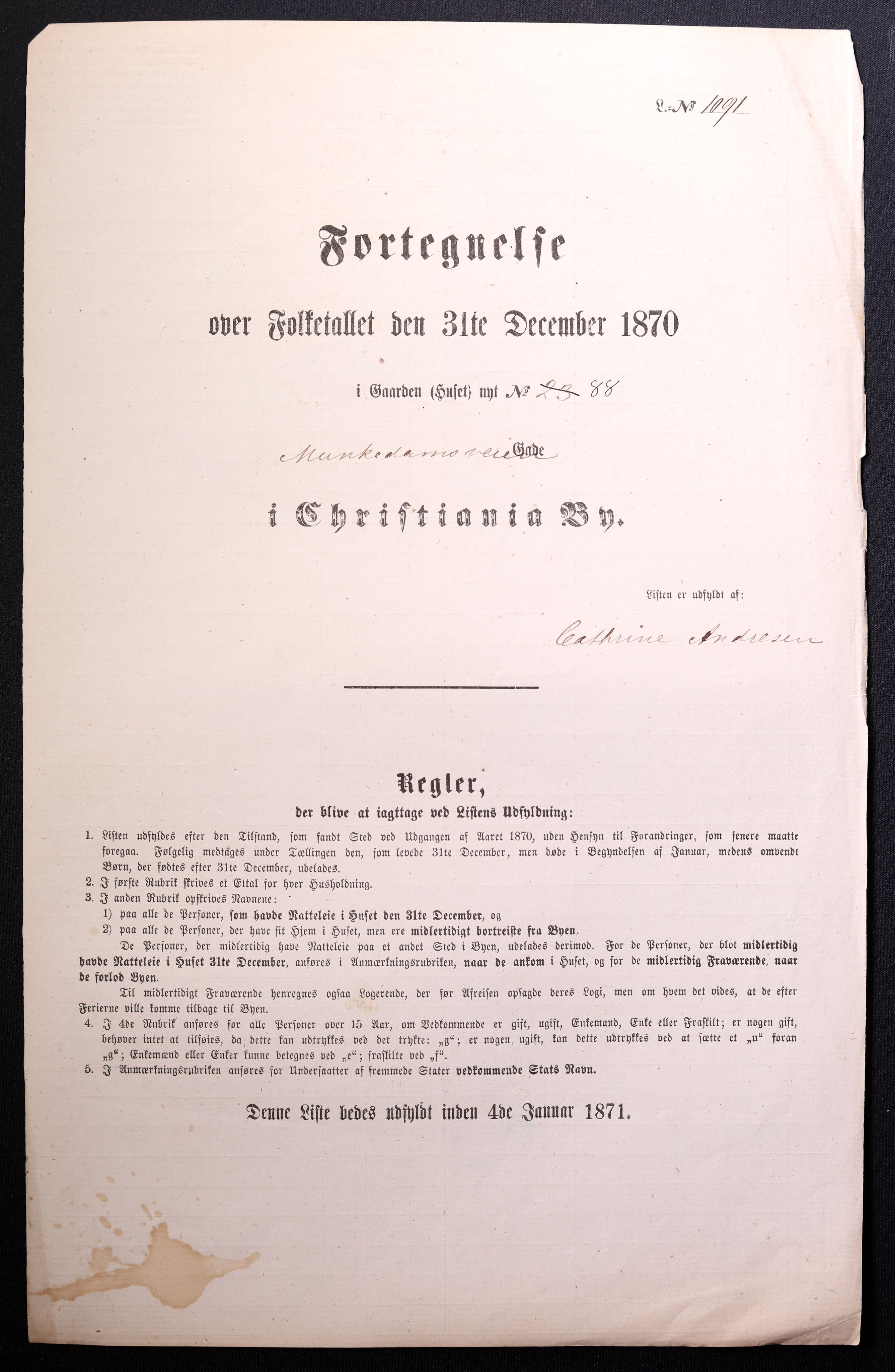 RA, 1870 census for 0301 Kristiania, 1870, p. 2366