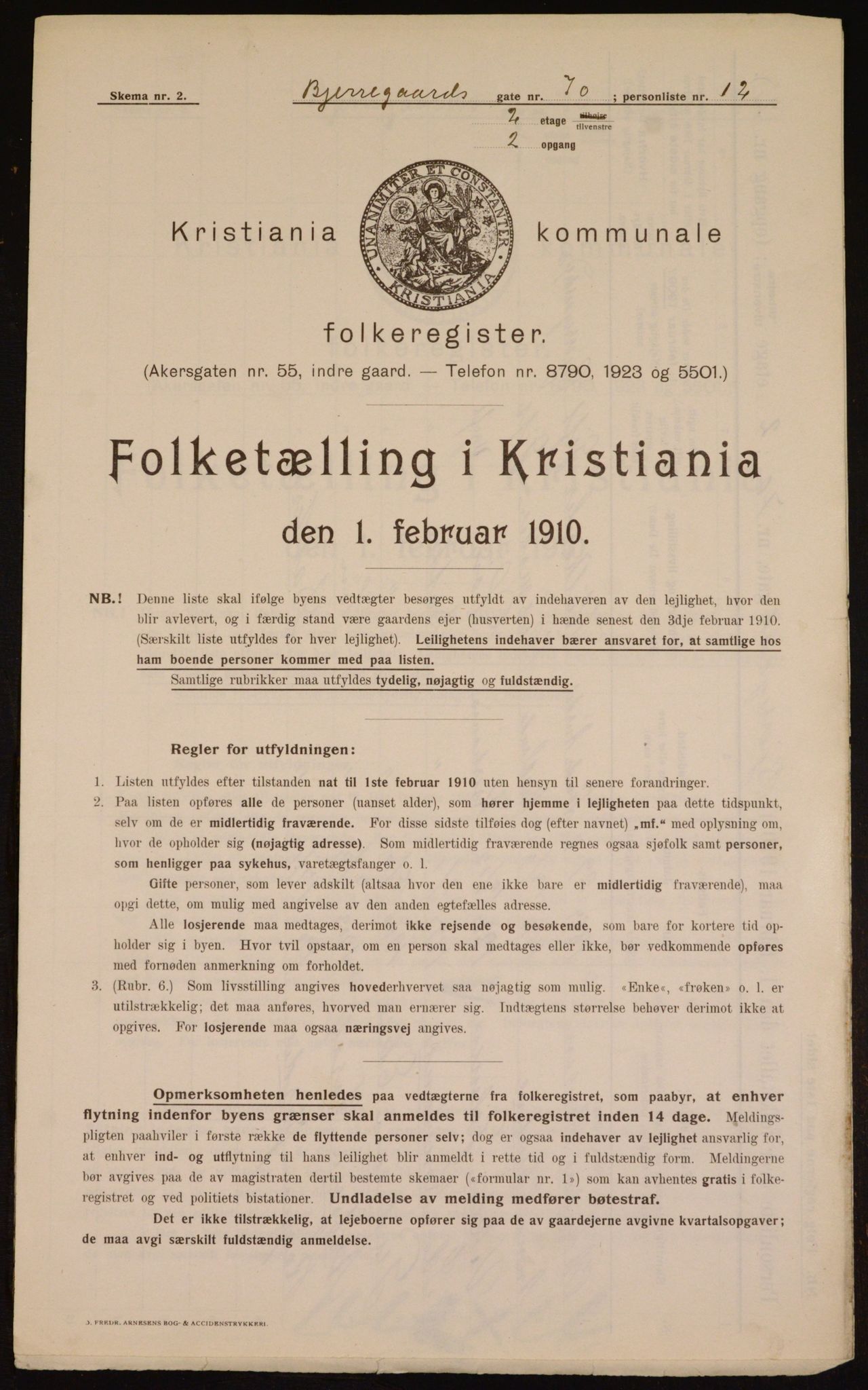 OBA, Municipal Census 1910 for Kristiania, 1910, p. 6215