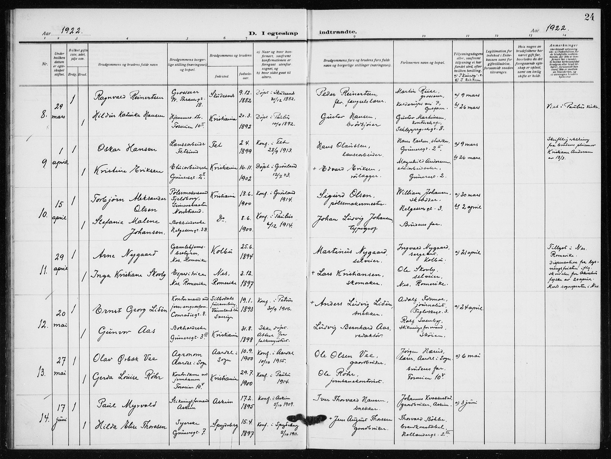 Hauge prestekontor Kirkebøker, AV/SAO-A-10849/F/Fa/L0003: Parish register (official) no. 3, 1917-1938, p. 24
