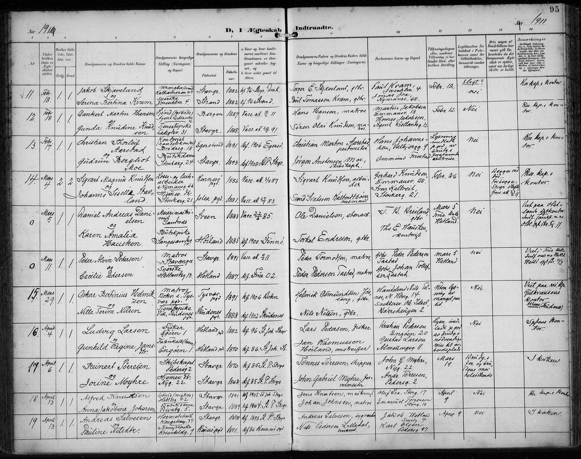 St. Petri sokneprestkontor, AV/SAST-A-101813/002/A/L0003: Parish register (official) no. A 24, 1900-1921, p. 95