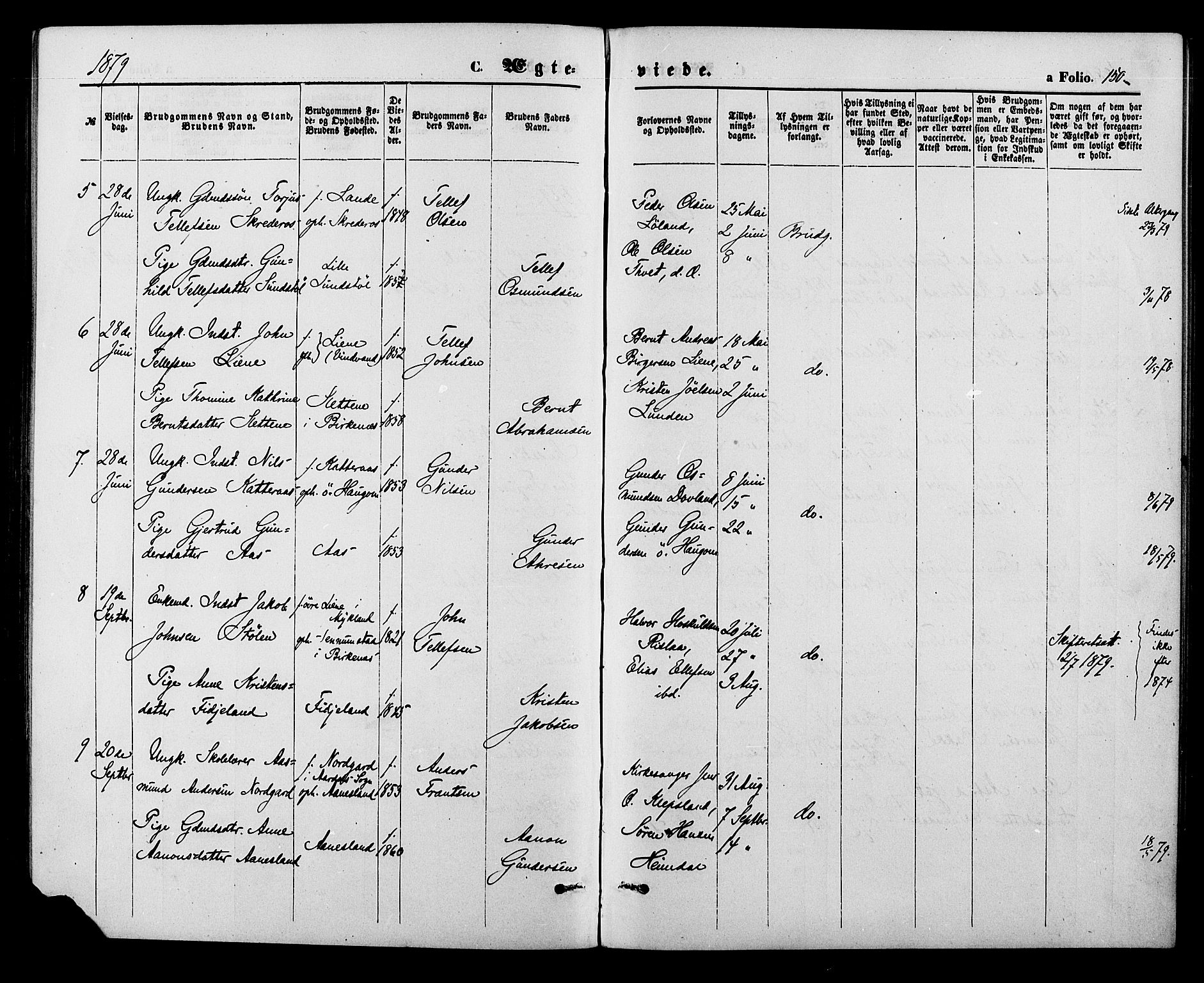 Herefoss sokneprestkontor, SAK/1111-0019/F/Fa/Fab/L0003: Parish register (official) no. A 3, 1875-1886, p. 150