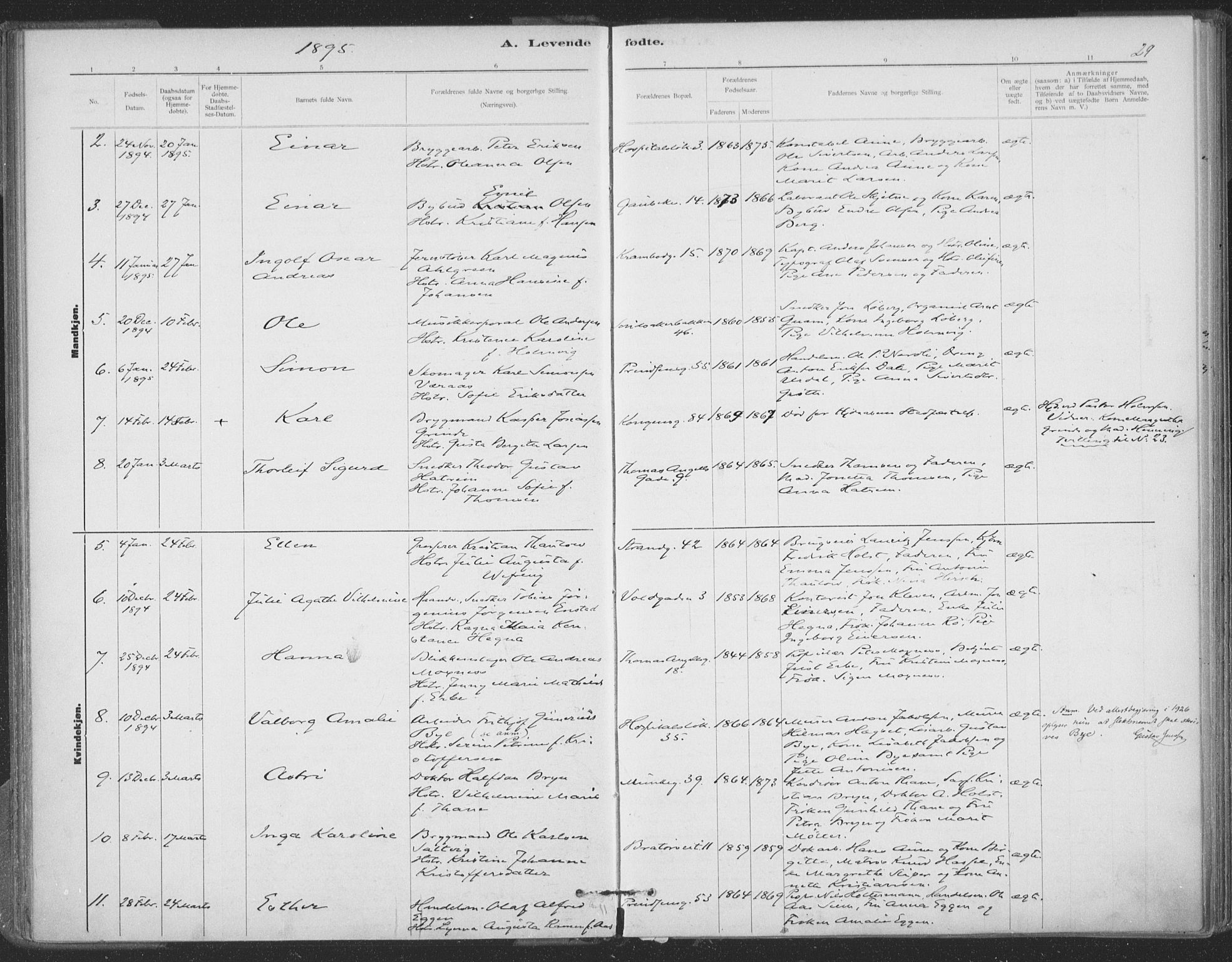 Ministerialprotokoller, klokkerbøker og fødselsregistre - Sør-Trøndelag, SAT/A-1456/602/L0122: Parish register (official) no. 602A20, 1892-1908, p. 29