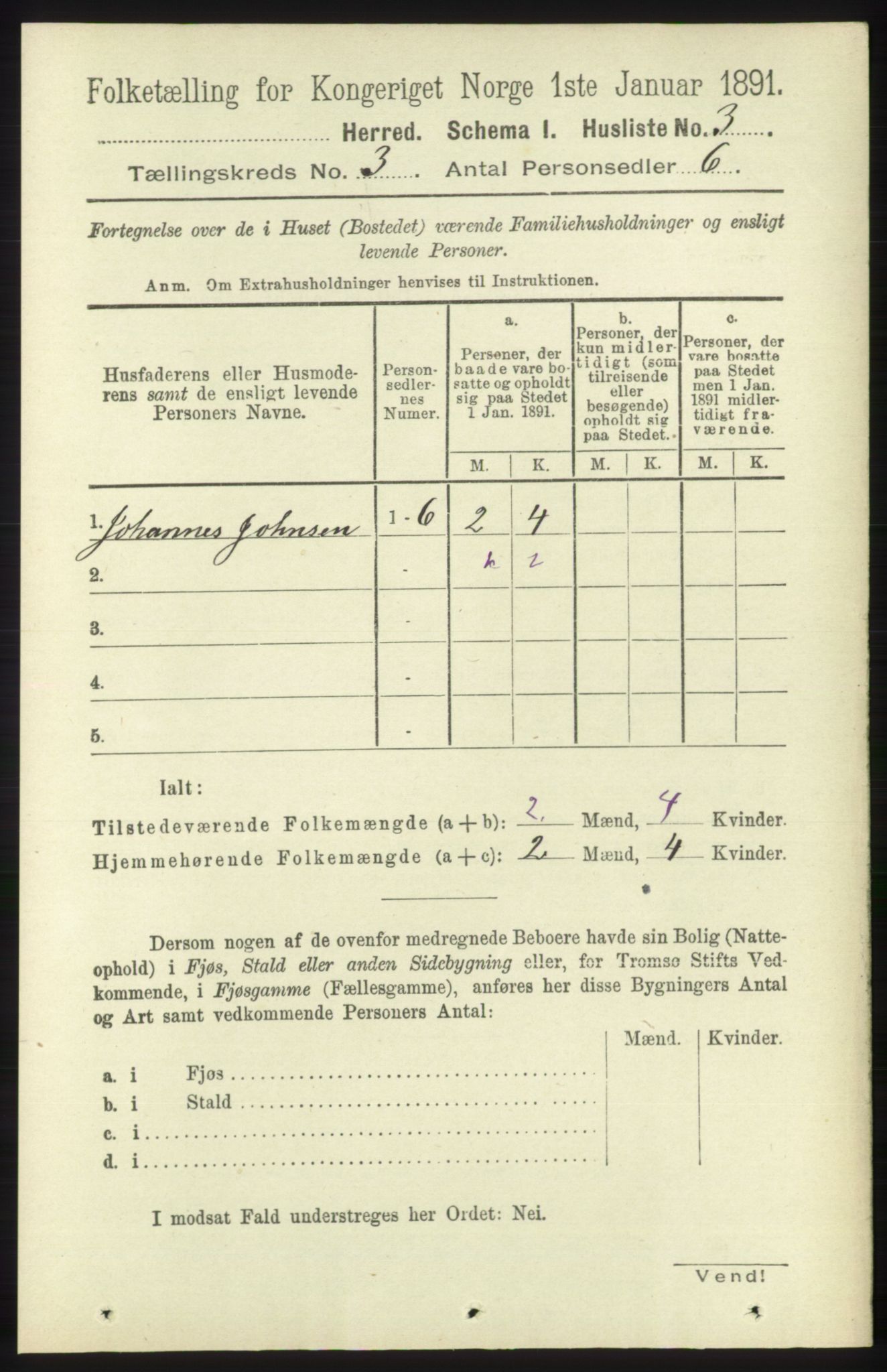 RA, 1891 census for 1250 Haus, 1891, p. 901