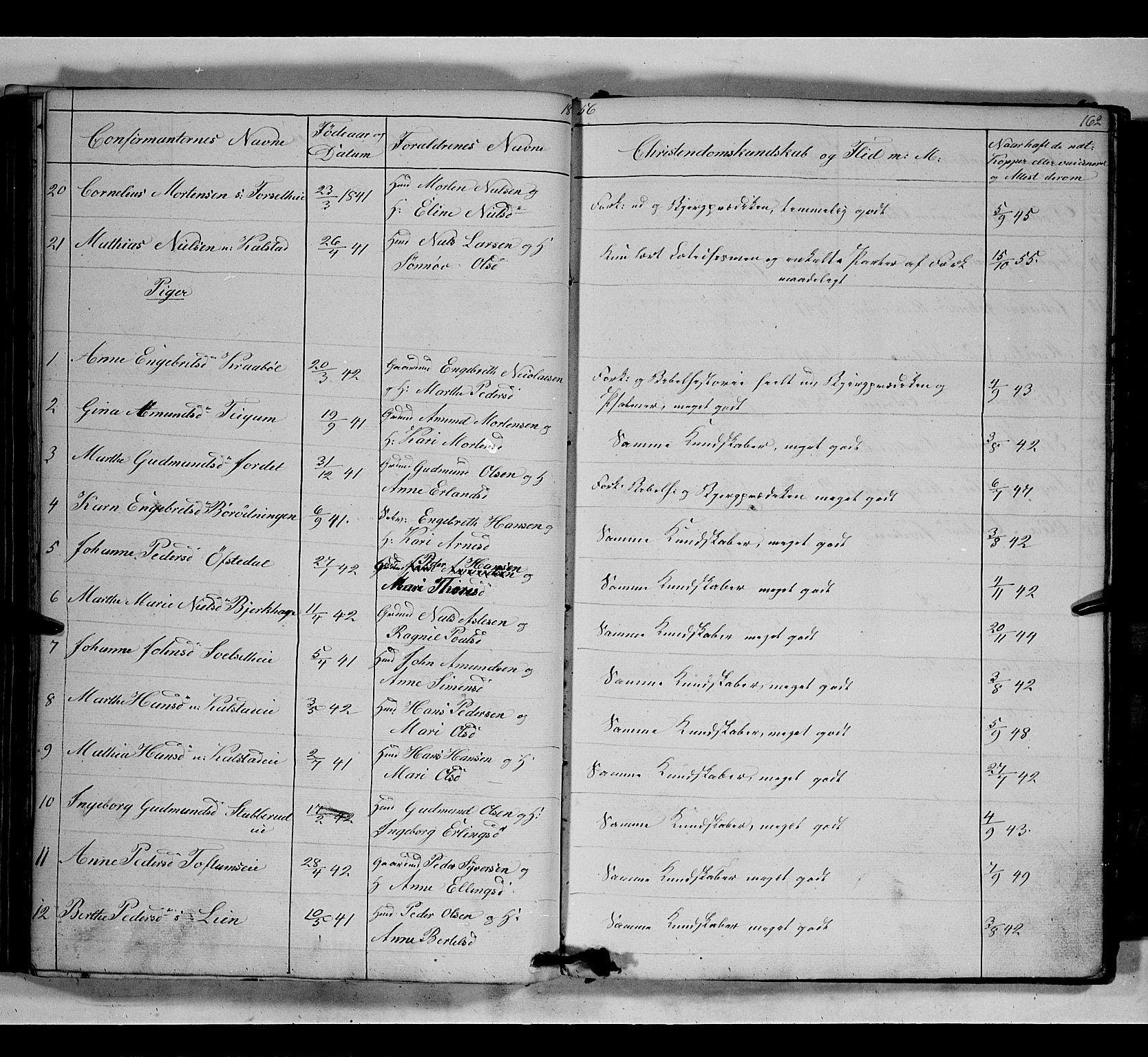 Gausdal prestekontor, SAH/PREST-090/H/Ha/Hab/L0005: Parish register (copy) no. 5, 1846-1867, p. 162