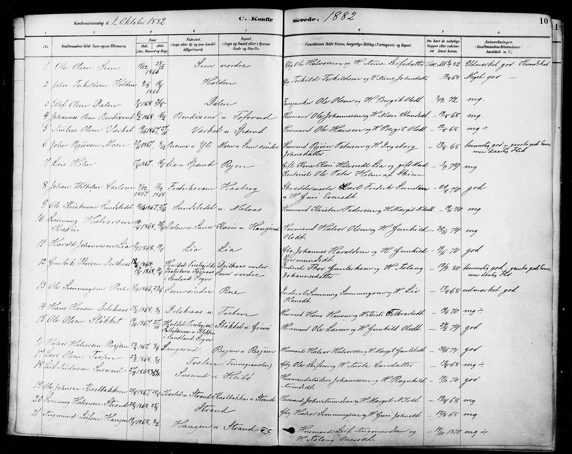 Heddal kirkebøker, SAKO/A-268/F/Fa/L0009: Parish register (official) no. I 9, 1878-1903, p. 10