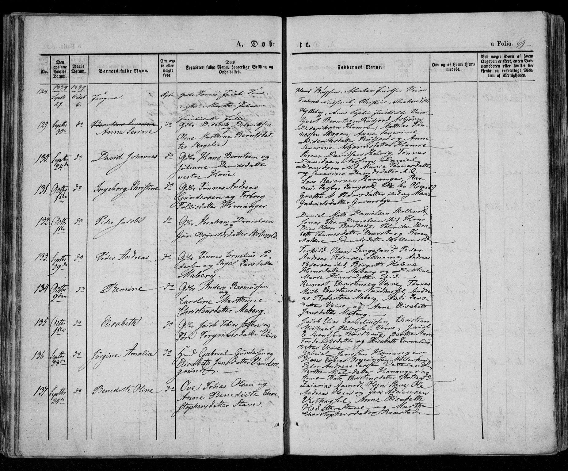 Lista sokneprestkontor, AV/SAK-1111-0027/F/Fa/L0009: Parish register (official) no. A 9, 1835-1846, p. 69