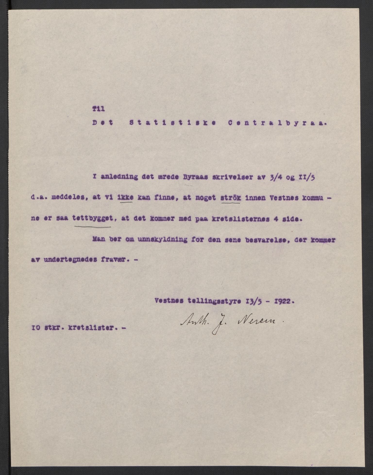 SAT, 1920 census for Vestnes, 1920, p. 3