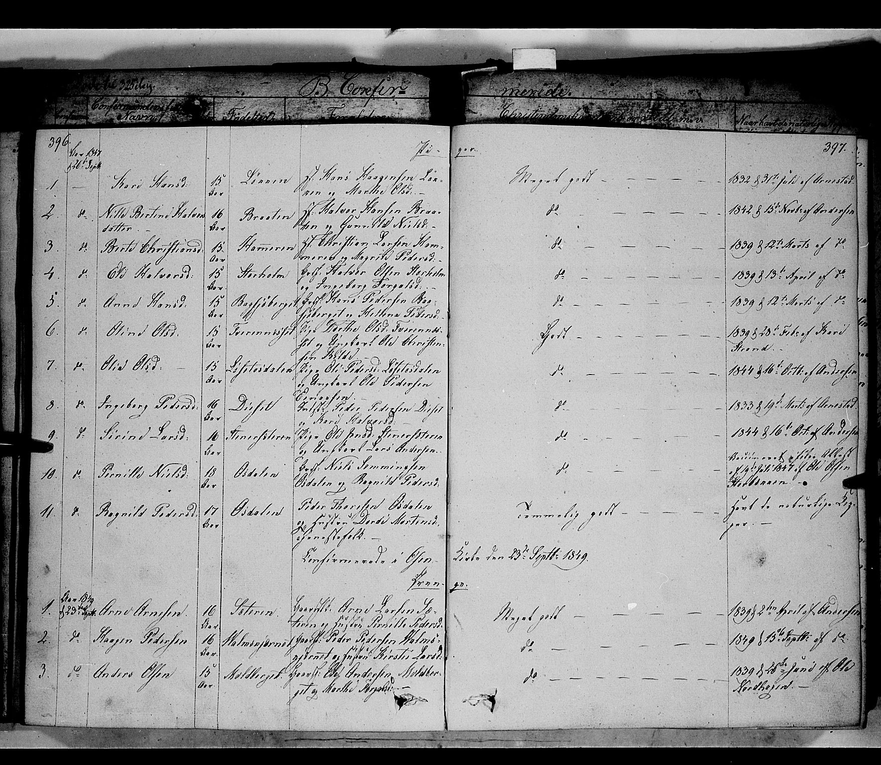 Trysil prestekontor, AV/SAH-PREST-046/H/Ha/Haa/L0004: Parish register (official) no. 4 /2, 1842-1850, p. 396-397