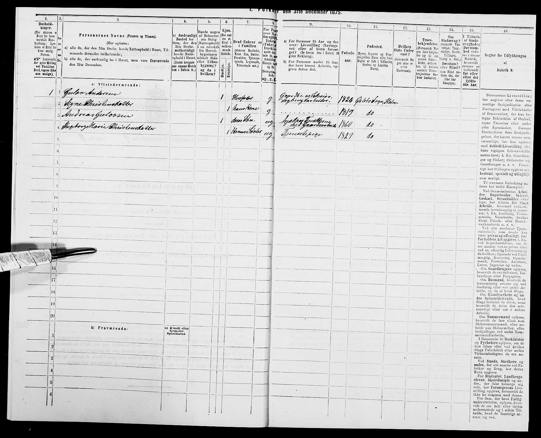 SAK, 1875 census for 1020P Holum, 1875, p. 964