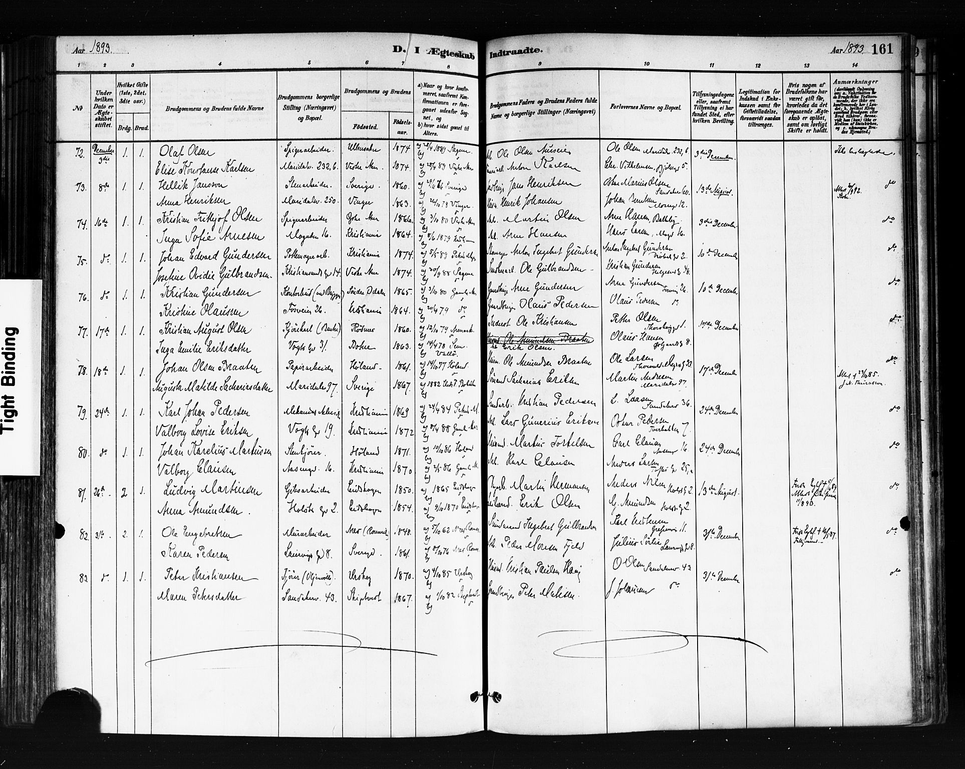 Sagene prestekontor Kirkebøker, SAO/A-10796/F/L0002: Parish register (official) no. 2, 1880-1897, p. 161