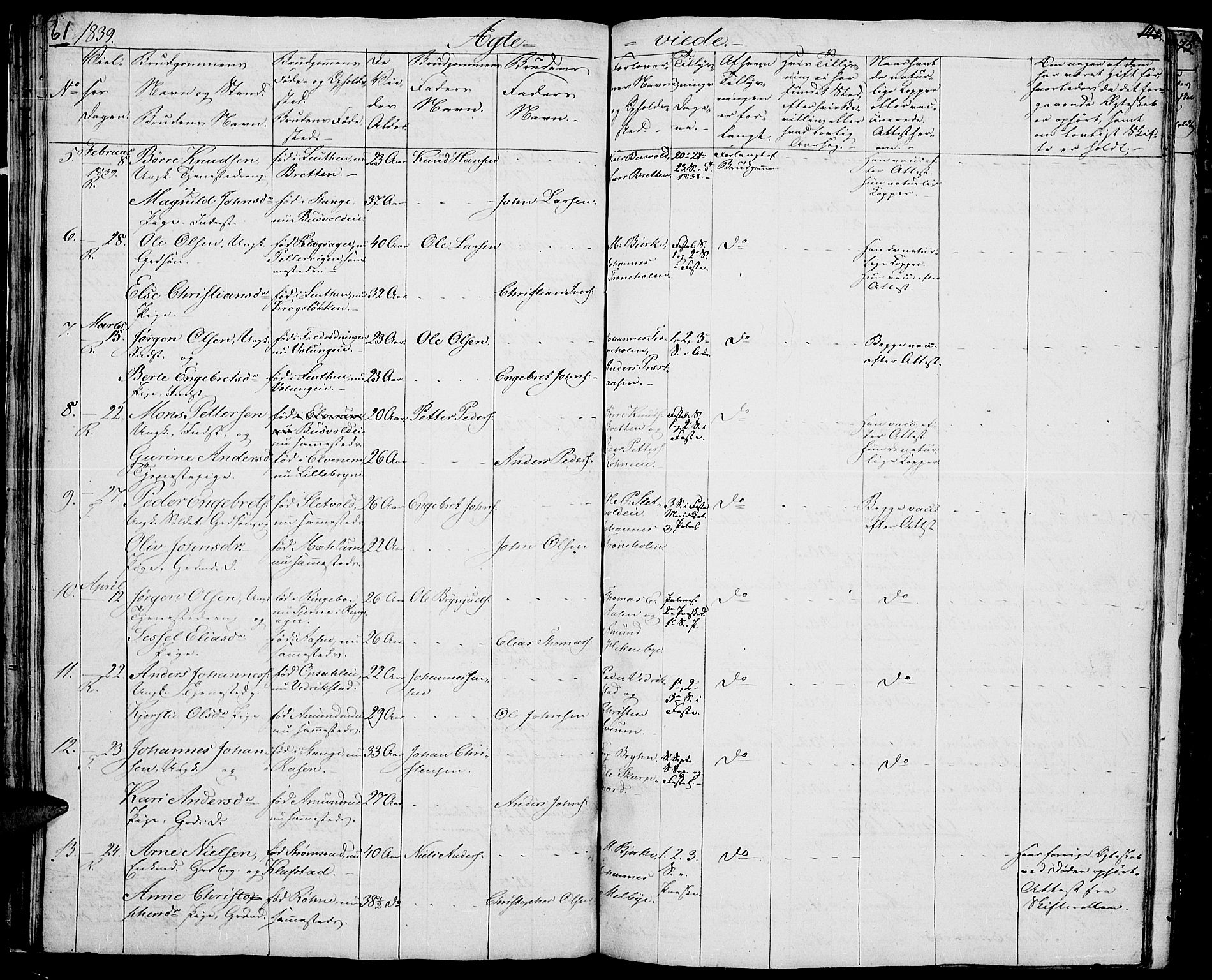 Romedal prestekontor, SAH/PREST-004/L/L0008: Parish register (copy) no. 8, 1837-1844, p. 61