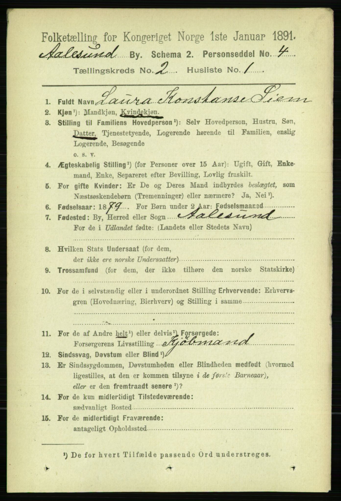 RA, 1891 census for 1501 Ålesund, 1891, p. 1726