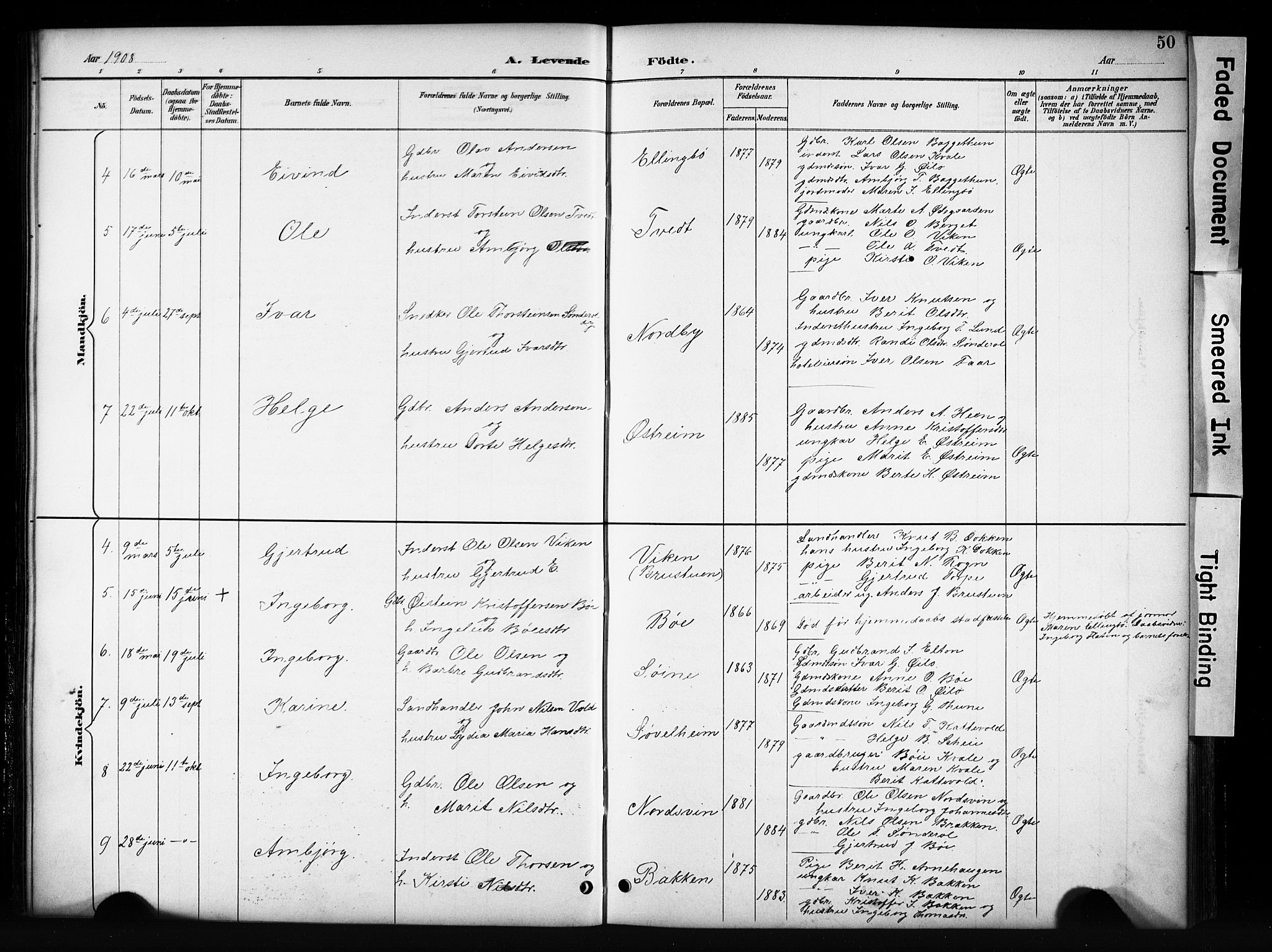 Vang prestekontor, Valdres, SAH/PREST-140/H/Hb/L0006: Parish register (copy) no. 6, 1893-1918, p. 50